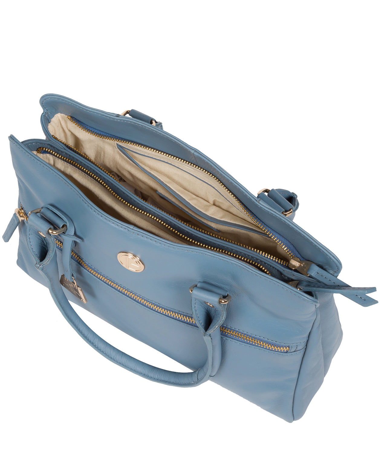 'Poppy' Dusky Blue Leather Handbag