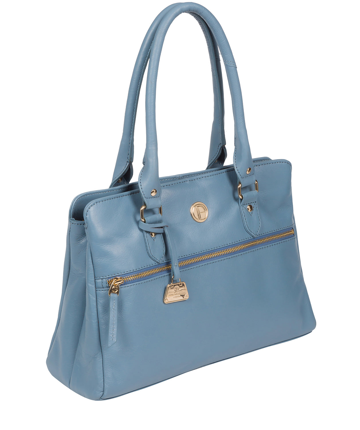 'Poppy' Dusky Blue Leather Handbag