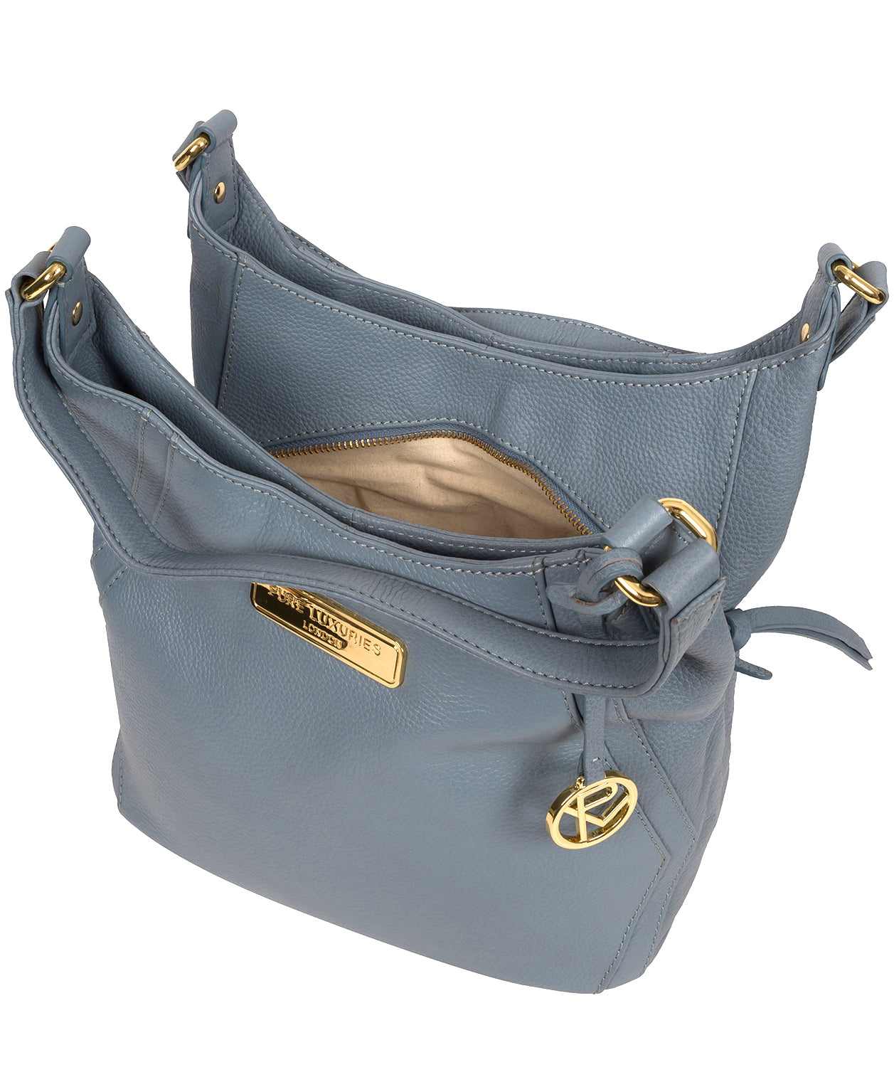 'Abigail' Blue Cloud Leather Shoulder Bag