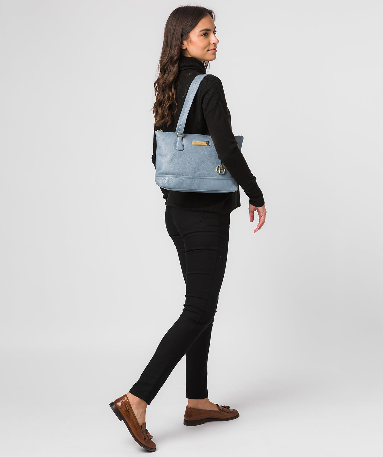 'Keira' Blue Cloud Leather Handbag