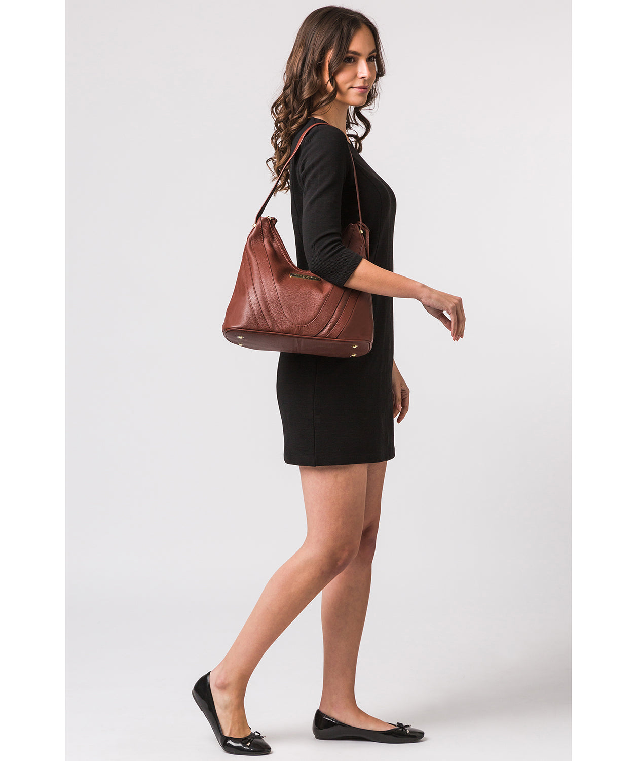 'Felicity' Chestnut Leather Shoulder Bag