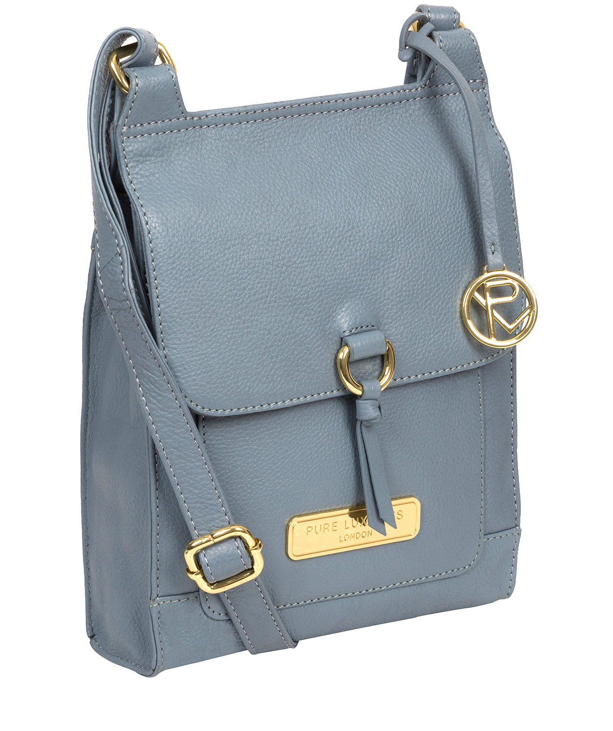 'Naomi' Blue Cloud Leather Cross Body Bag