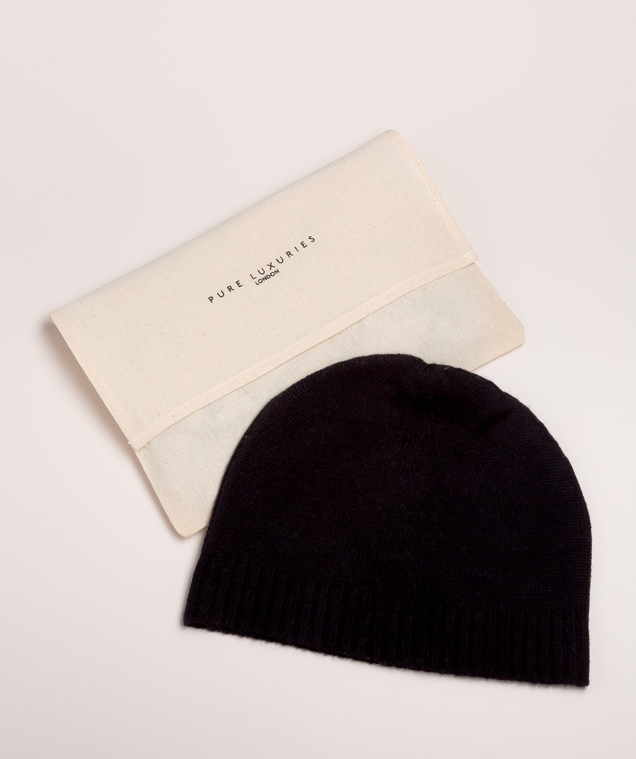 'Bowness' Black Cashmere & Merino Wool Beanie Hat