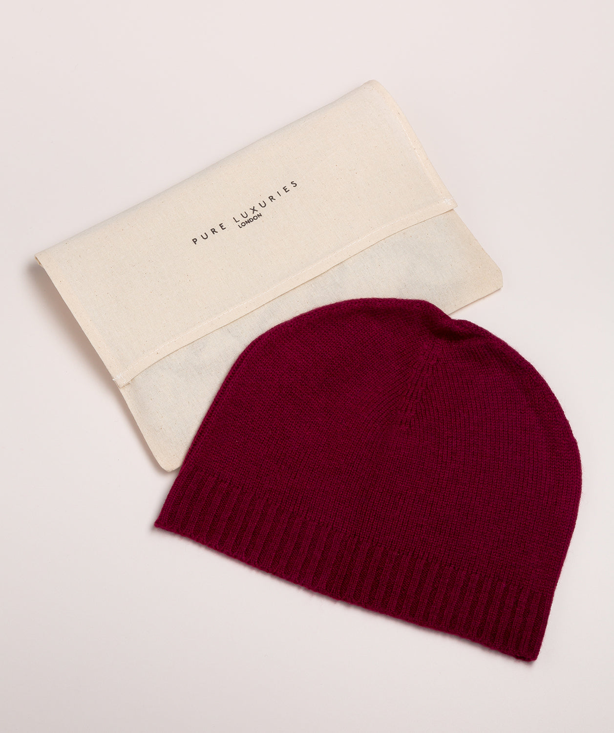 'Bowness' Burgundy Cashmere & Merino Wool Beanie Hat