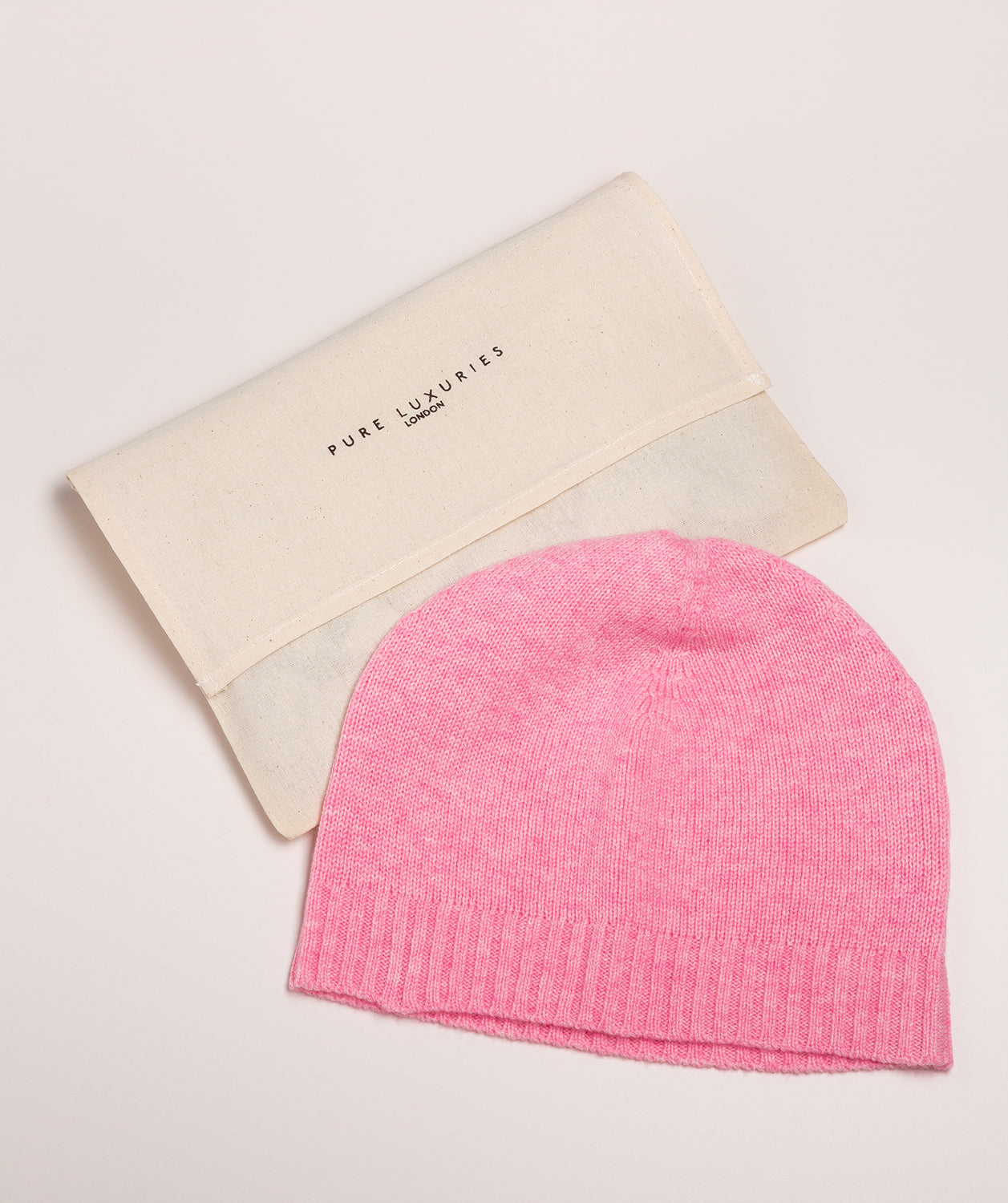 'Bowness' Carnation Pink Cashmere & Merino Wool Beanie Hat