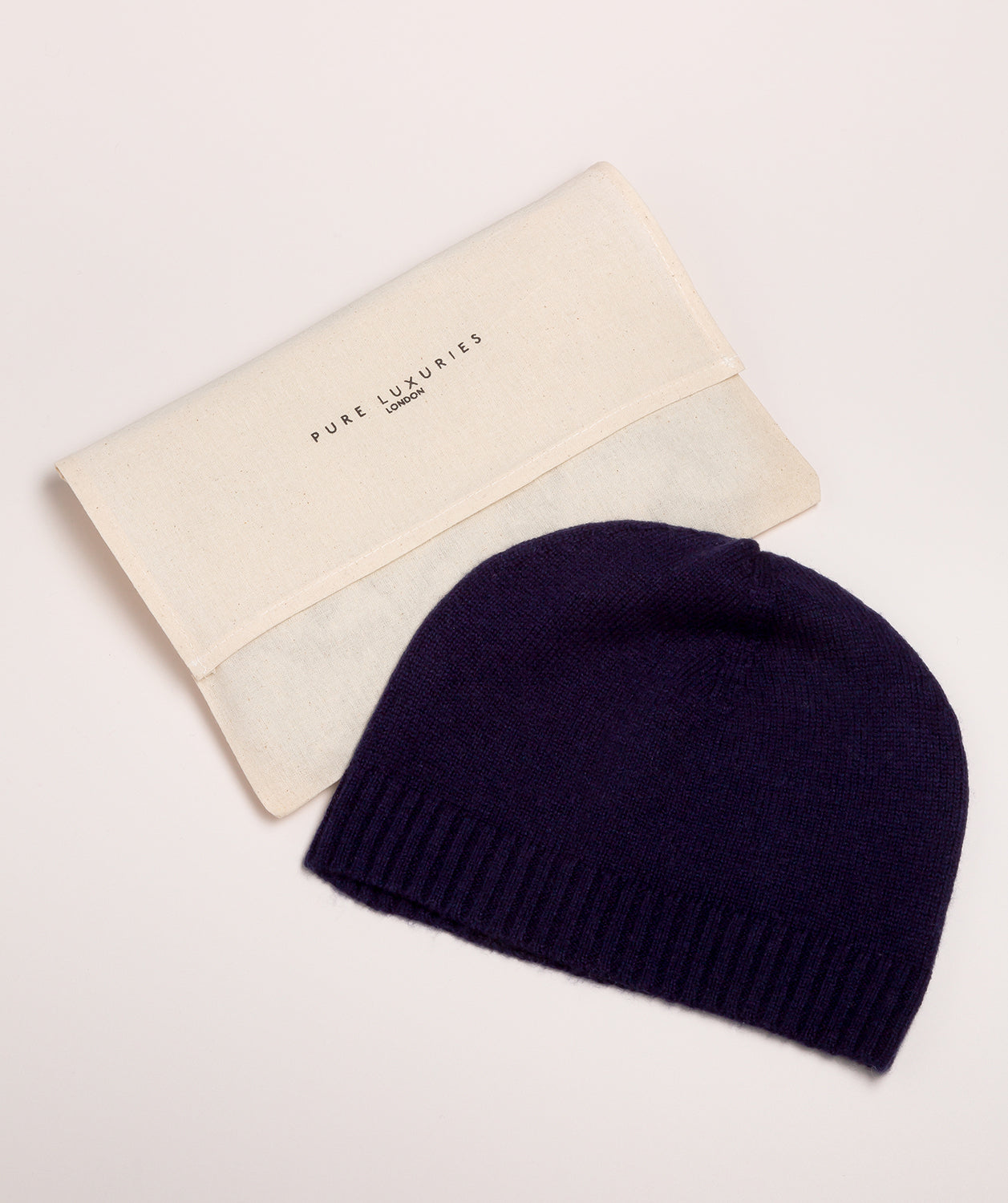 'Bowness' Dark Navy Cashmere & Merino Wool Beanie Hat