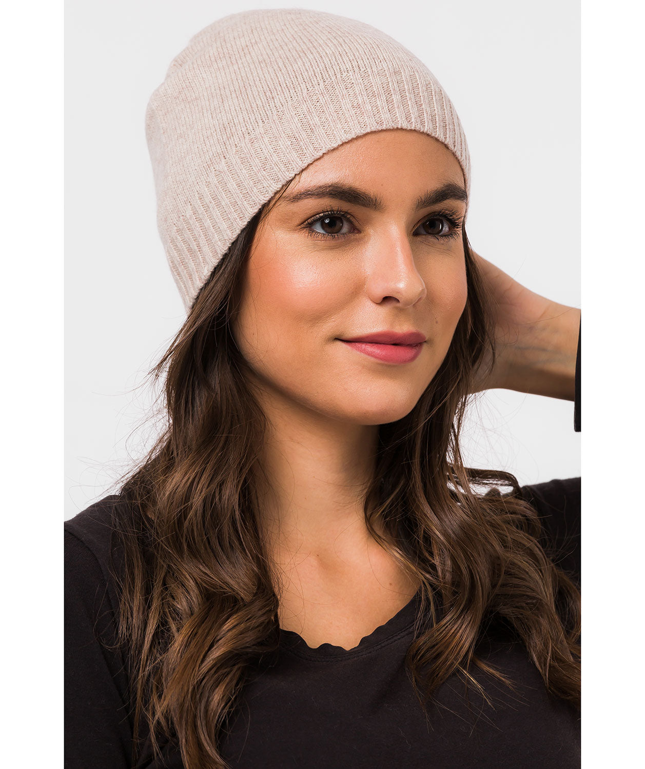 'Bowness' Oatmeal Cashmere & Merino Wool Beanie Hat