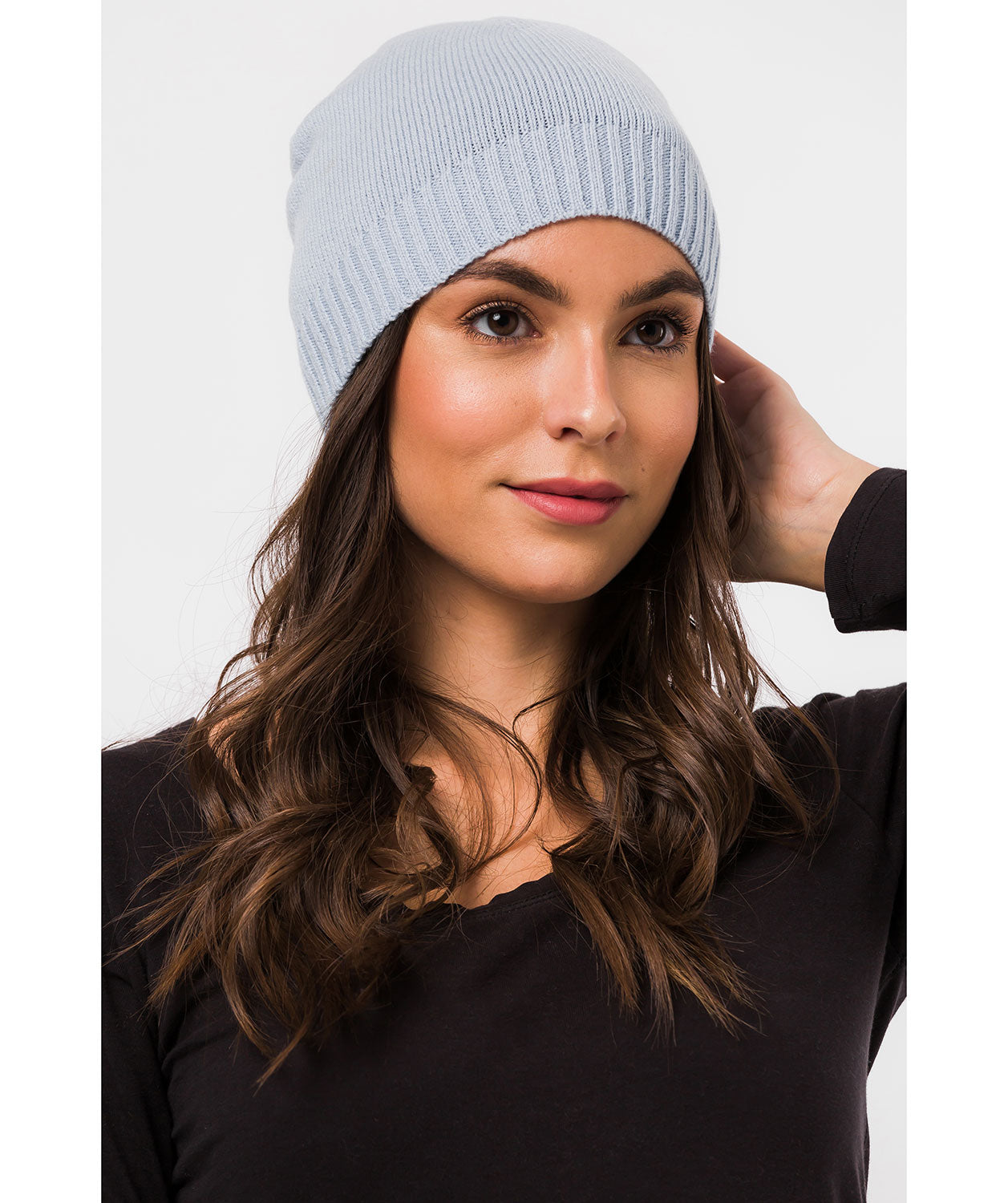 'Bowness' Powder Blue Cashmere & Merino Wool Beanie Hat