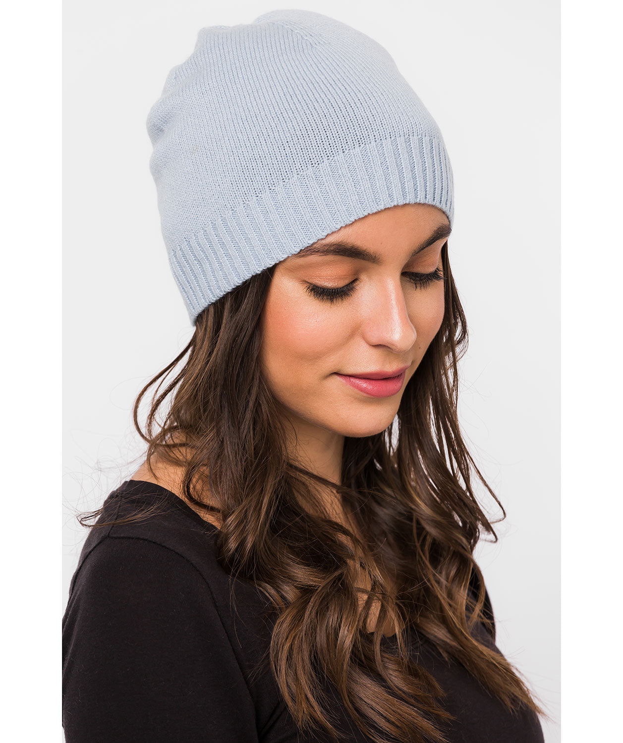 'Bowness' Powder Blue Cashmere & Merino Wool Beanie Hat