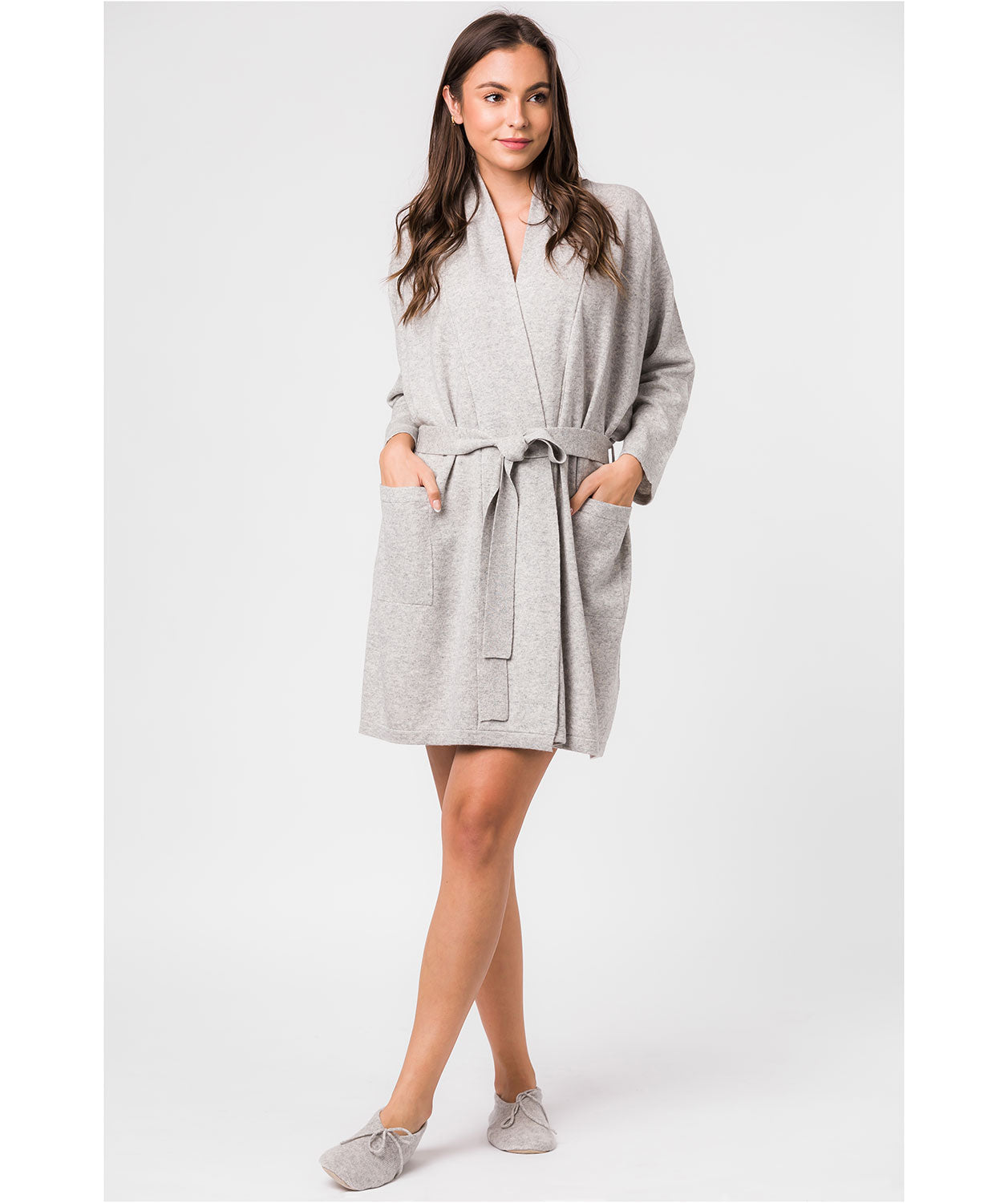 'Hallbeck' Foggy Small Merino Wool and Cashmere Dressing Gown