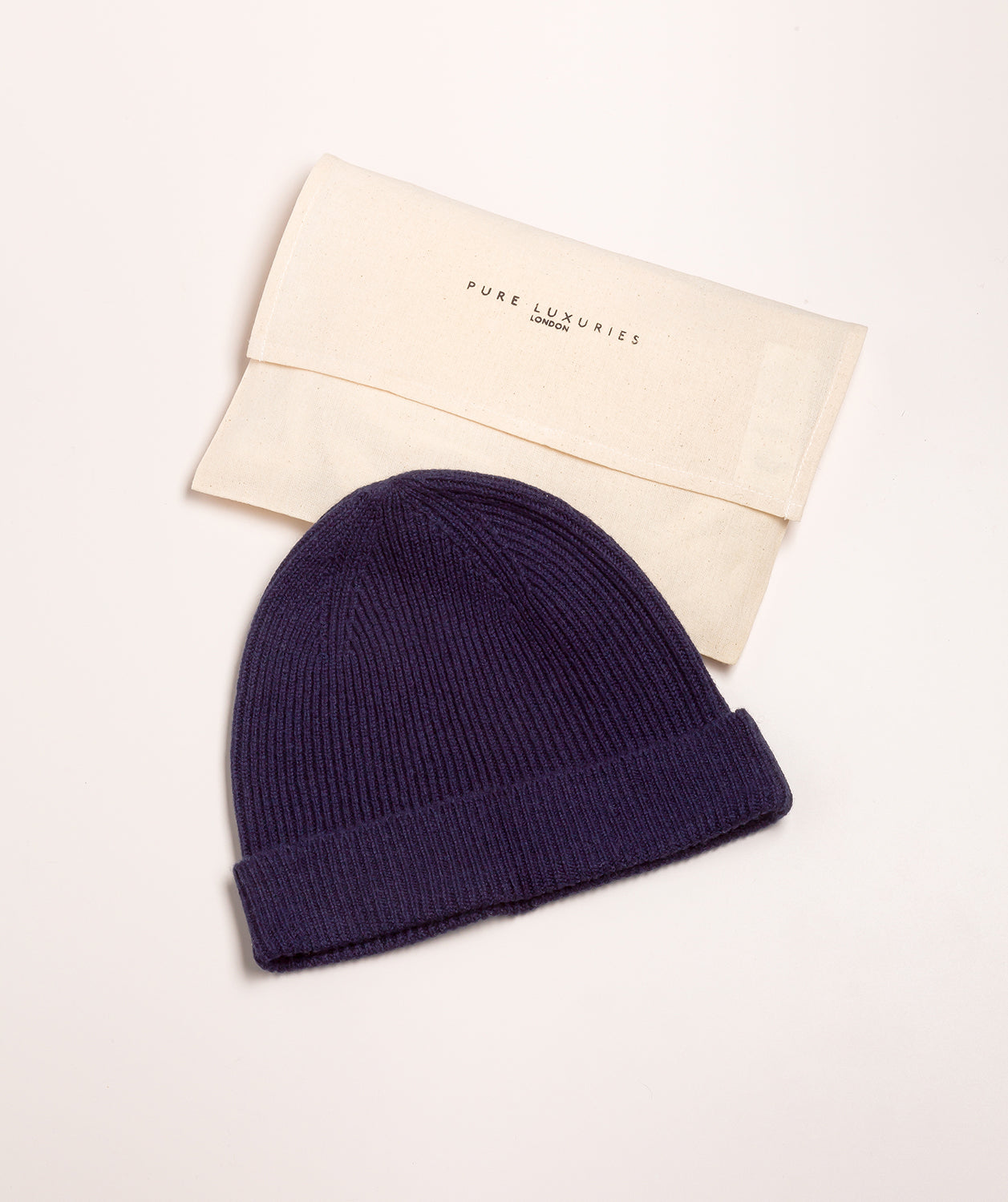 'Grizedale' Dark Navy Cashmere & Merino Wool Beanie Hat