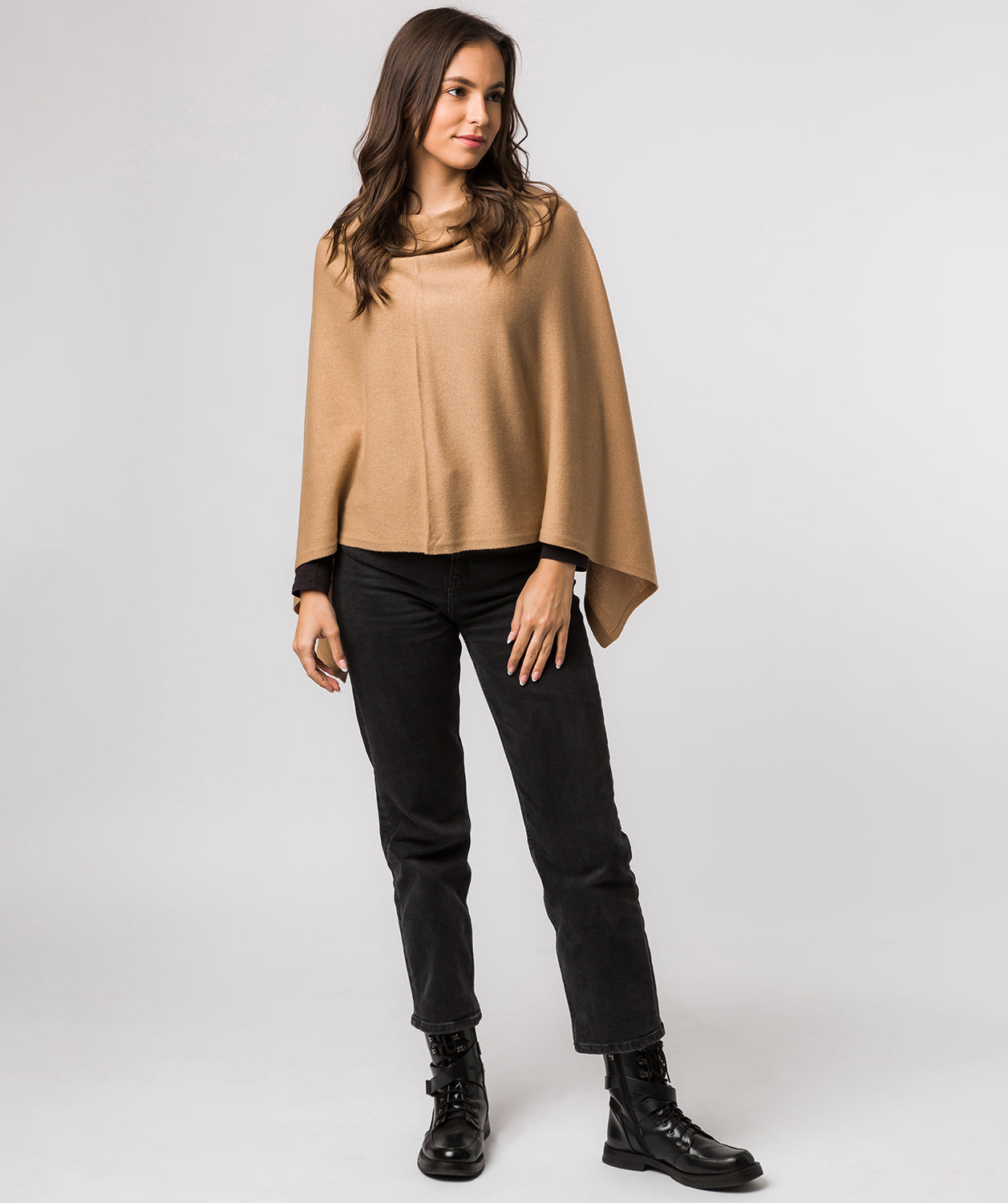 'Eskdale' Caramel Cashmere & Merino Wool Poncho