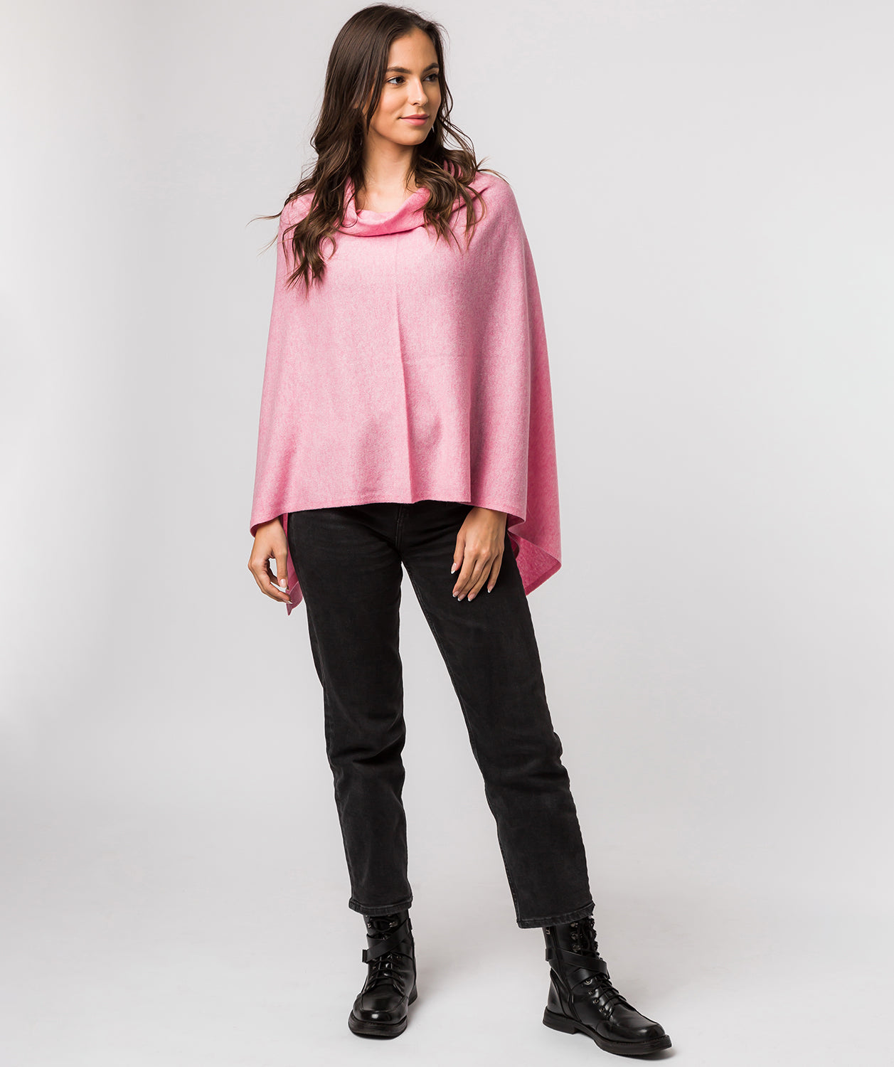 'Eskdale' Carnation Pink Cashmere & Merino Wool Poncho