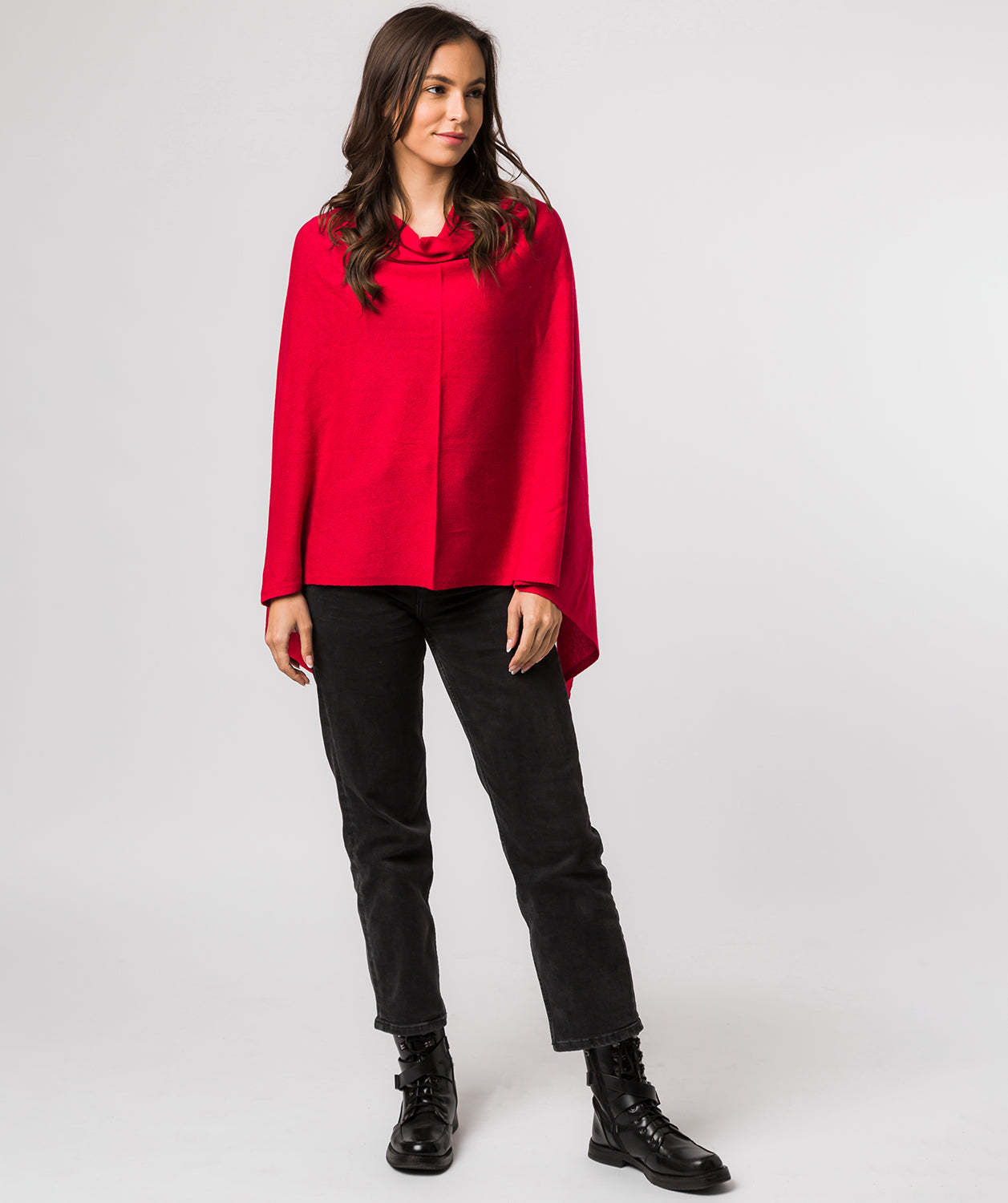 'Eskdale' Chilli Red Cashmere & Merino Wool Poncho