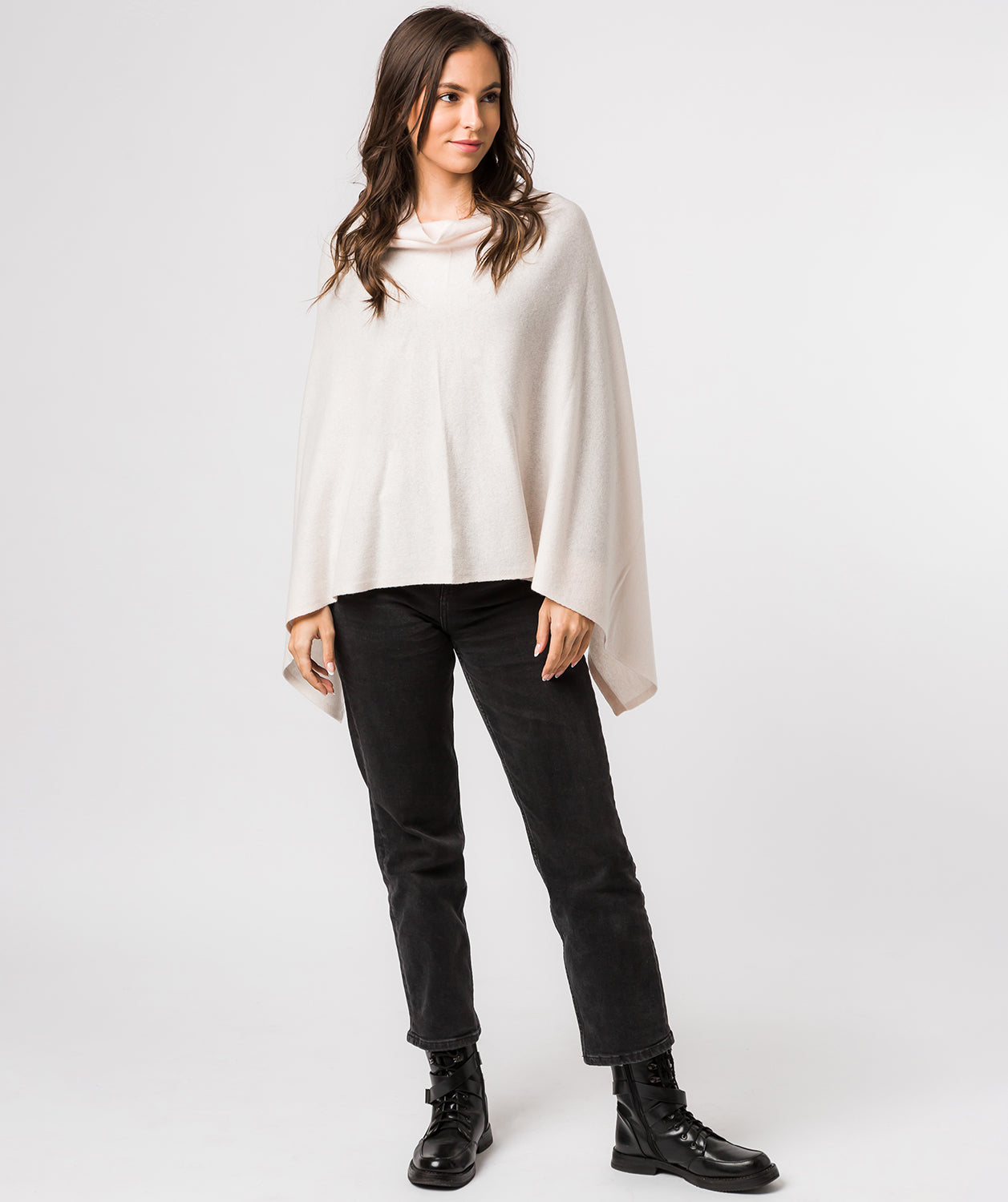 'Eskdale' Cream Cashmere & Merino Wool Poncho