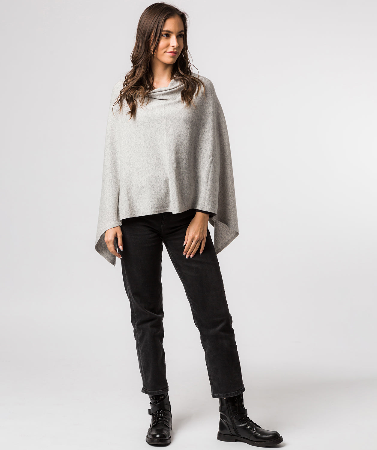 'Eskdale' Foggy Cashmere & Merino Wool Poncho