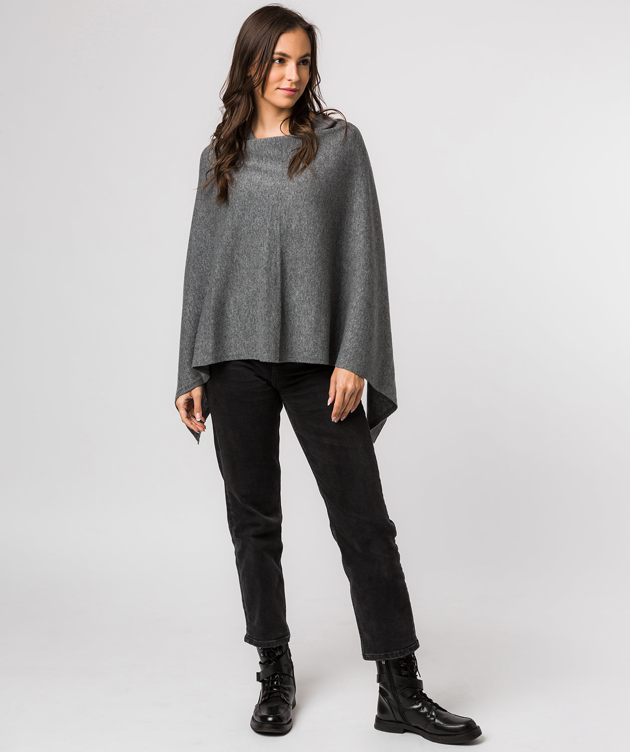 'Eskdale' Grey Cashmere & Merino Wool Poncho