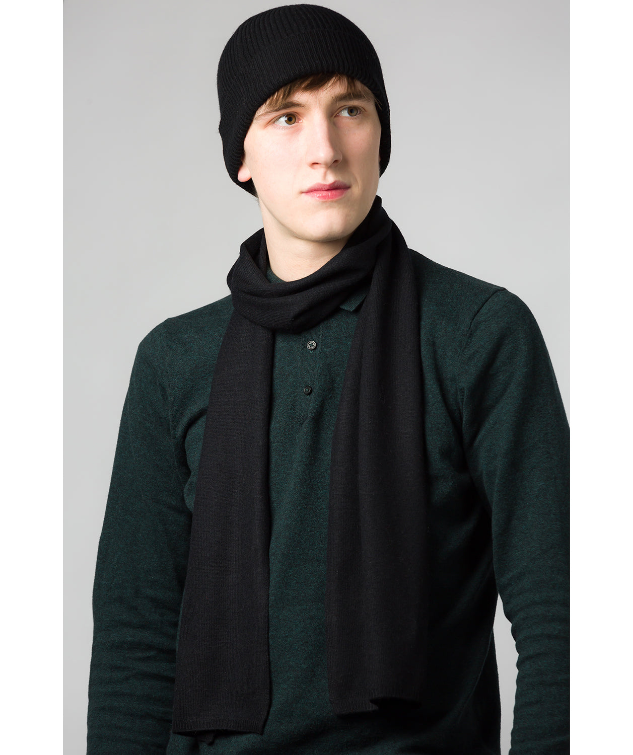 'Bristol' Black Merino Wool Scarf