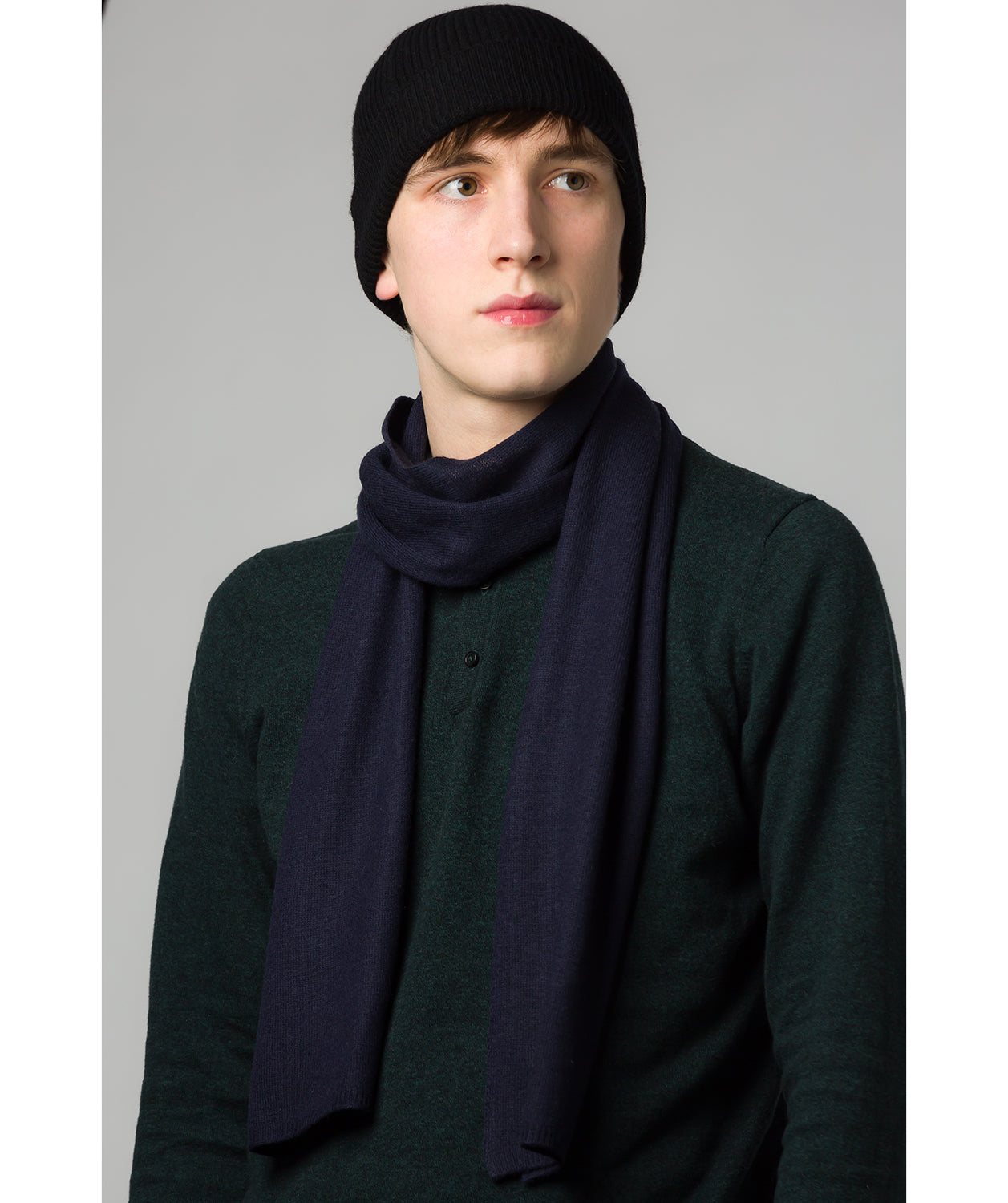 'Bristol' Dark Navy Merino Wool Scarf