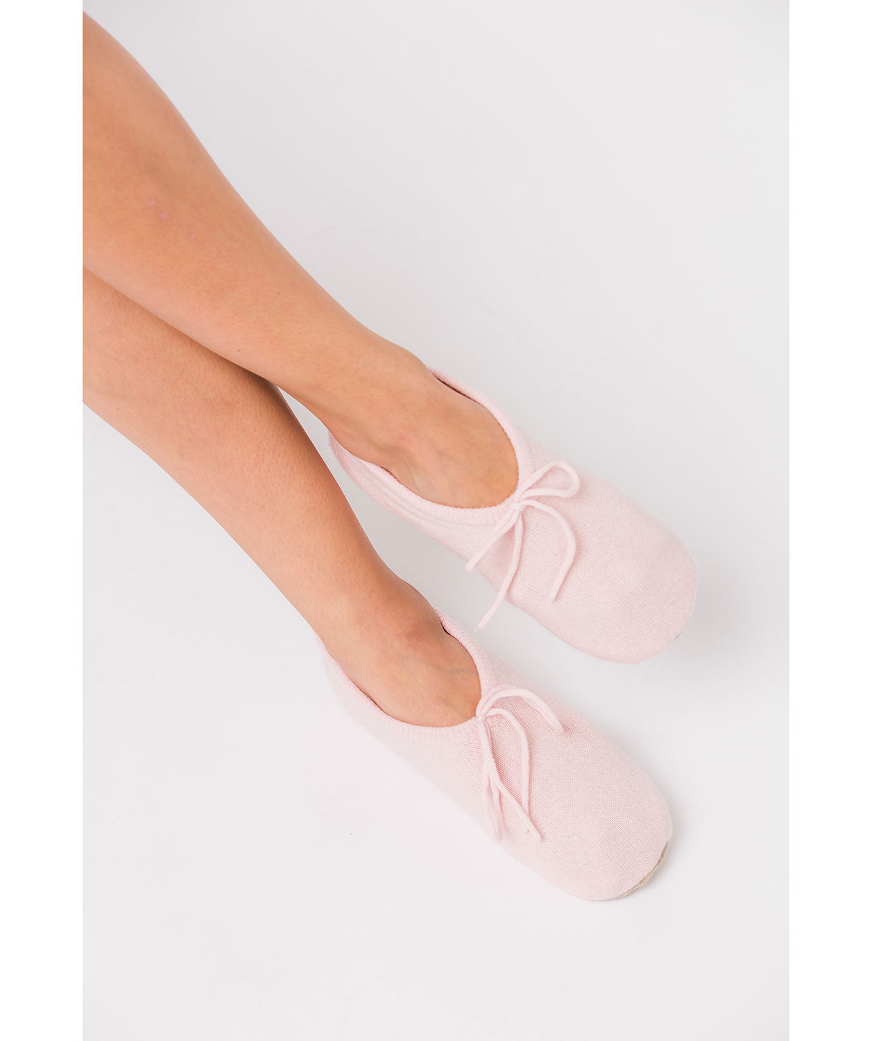 'Millom' Blush Pink Cashmere & Merino Wool Medium Ballet Slippers