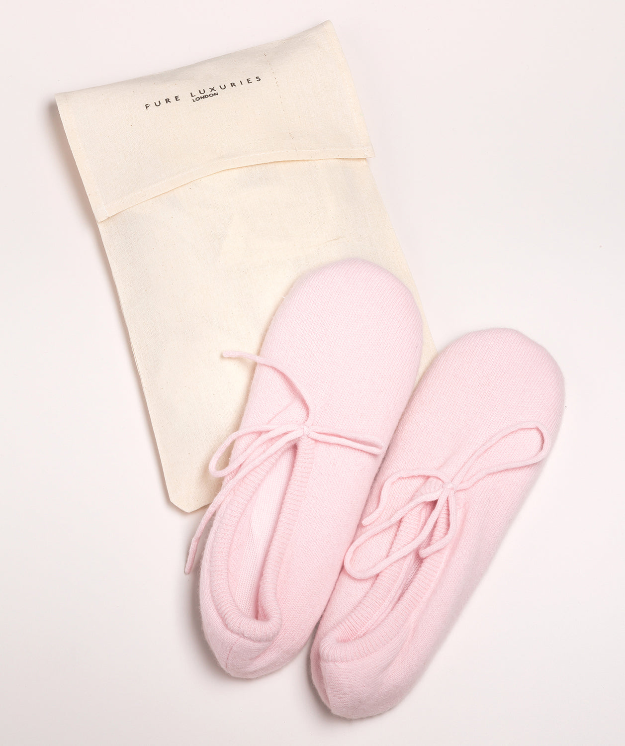 'Appleby' Blush Pink Cashmere & Merino Wool Small Ballet Slippers