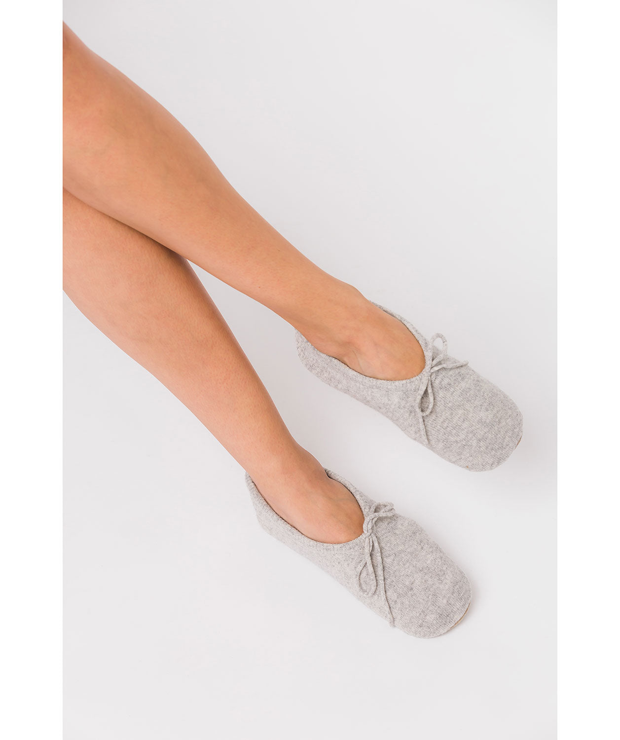 'Millom' Foggy Cashmere & Merino Wool Medium Ballet Slippers