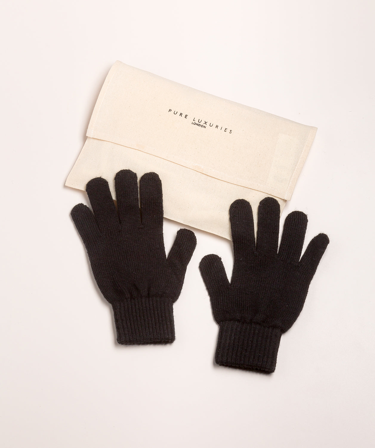 'Windermere' Black Cashmere & Merino Wool Gloves