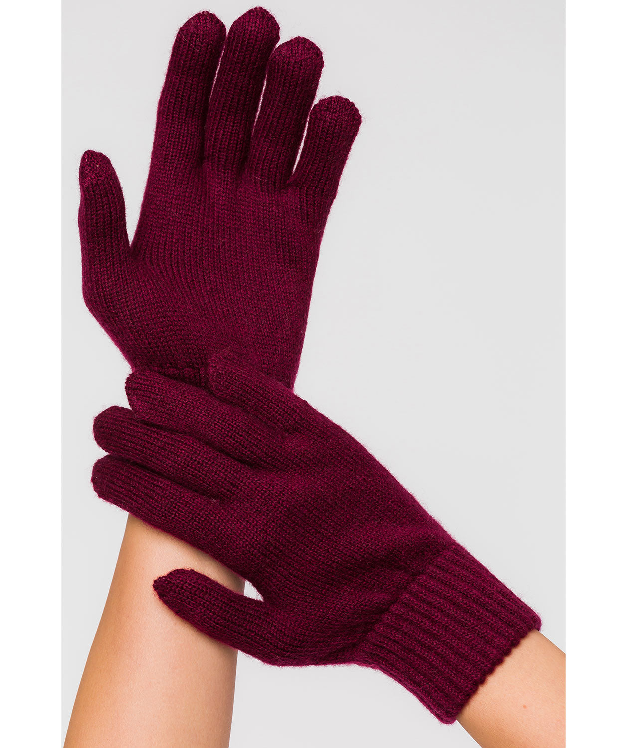 'Windermere' Burgundy Cashmere & Merino Wool Gloves