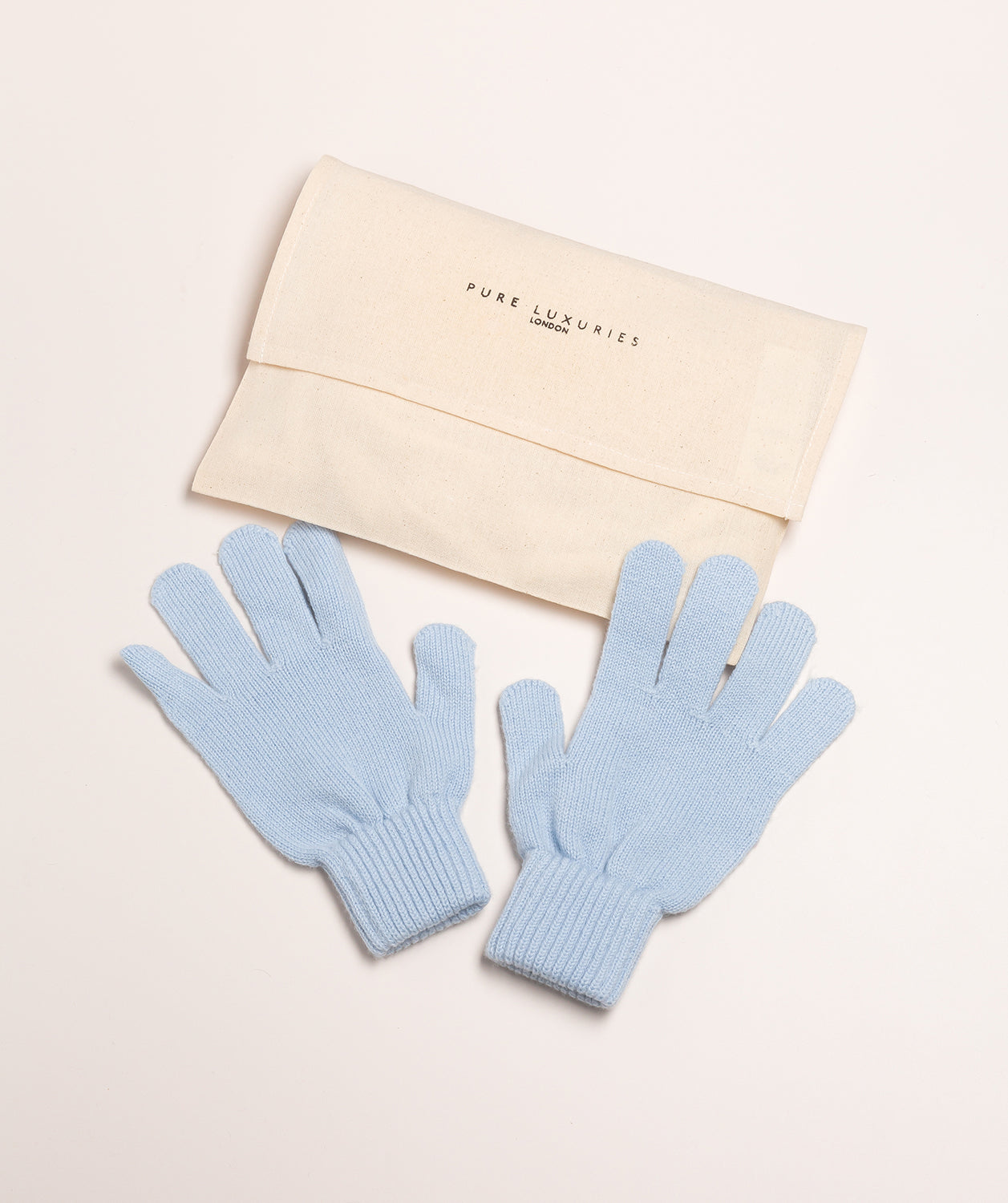 'Windermere' Powder Blue Cashmere & Merino Wool Gloves