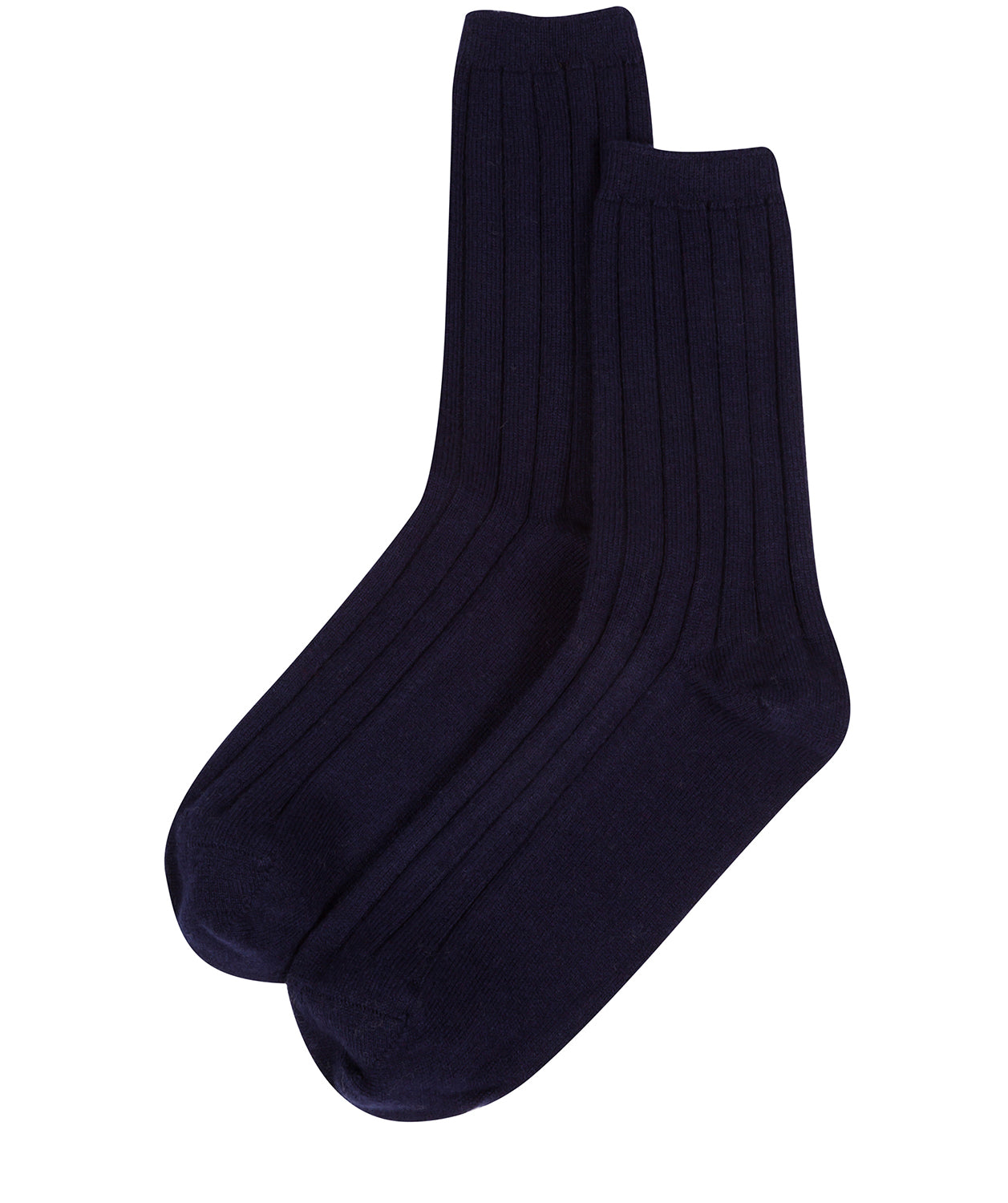 'Cartmel' Dark Navy Cashmere & Merino Wool Ribbed Socks