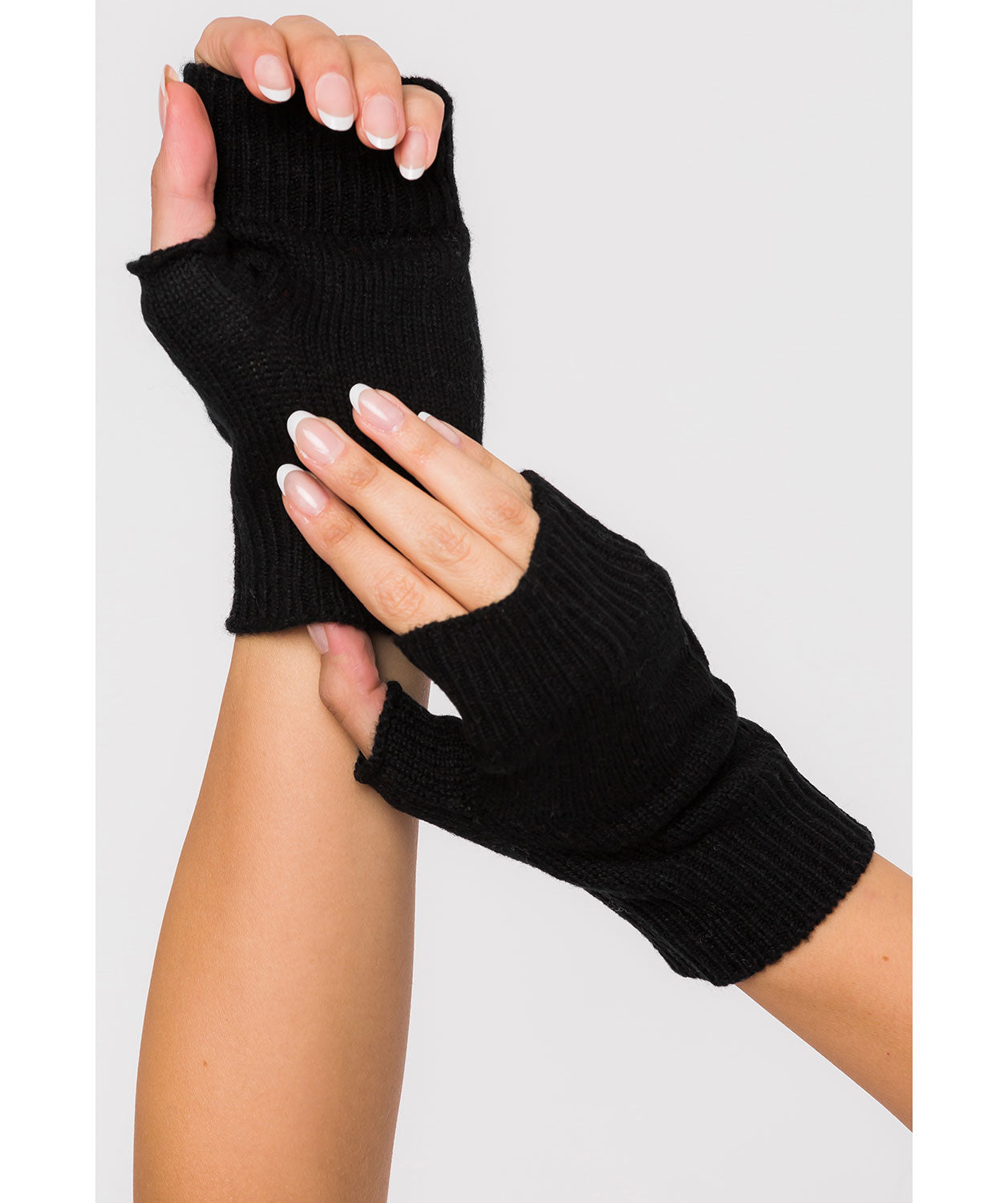 'Grange' Black Cashmere & Merino Wool Wrist Warmers