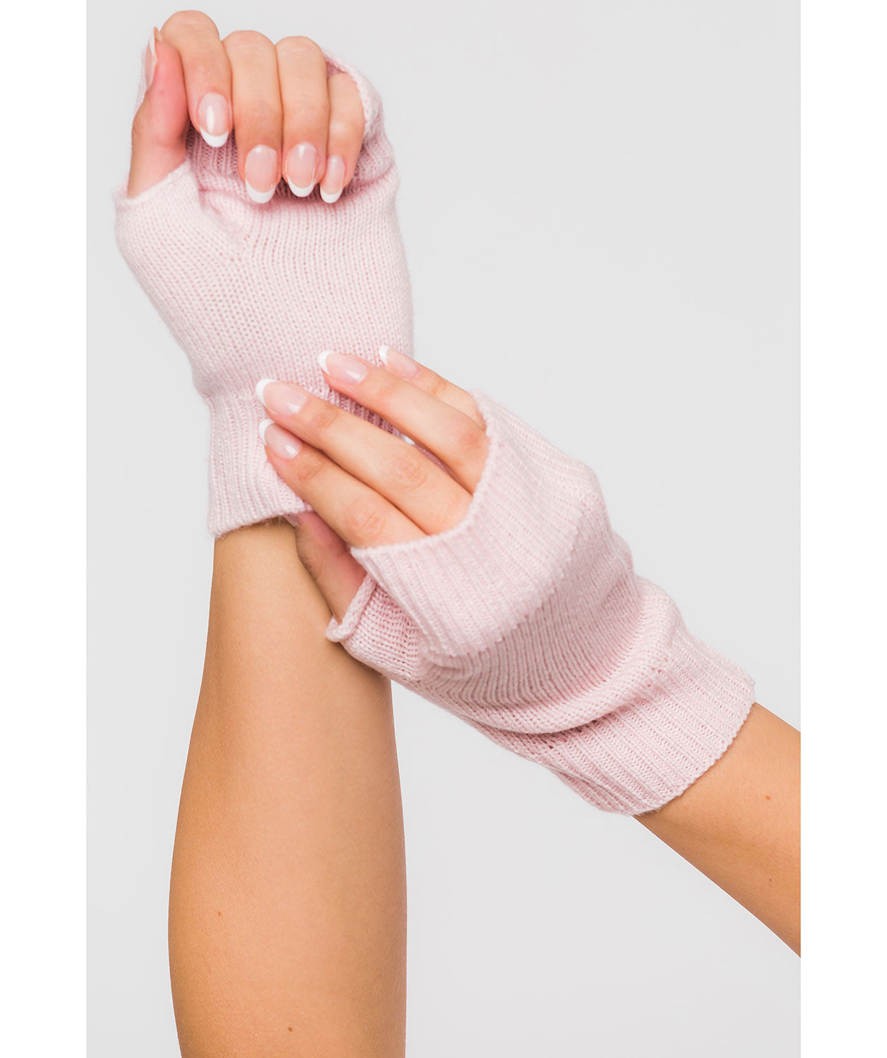 'Grange' Blush Pink Cashmere & Merino Wool Wrist Warmers