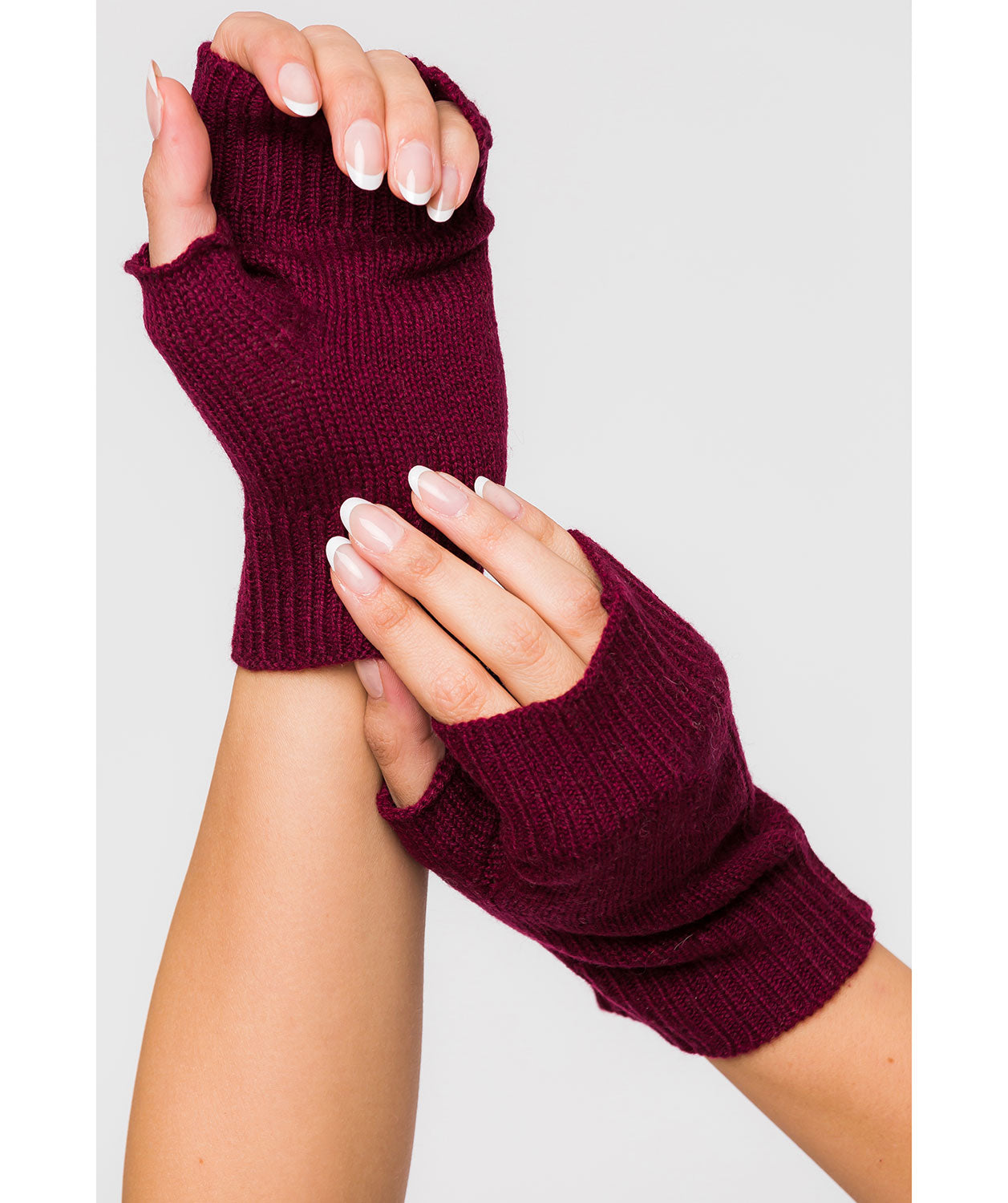 'Grange' Burgundy Cashmere & Merino Wool Wrist Warmers