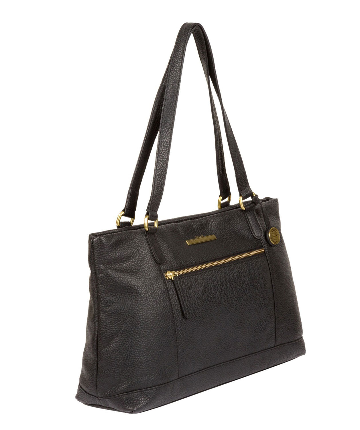 'Thea' Black Leather Shoulder Bag