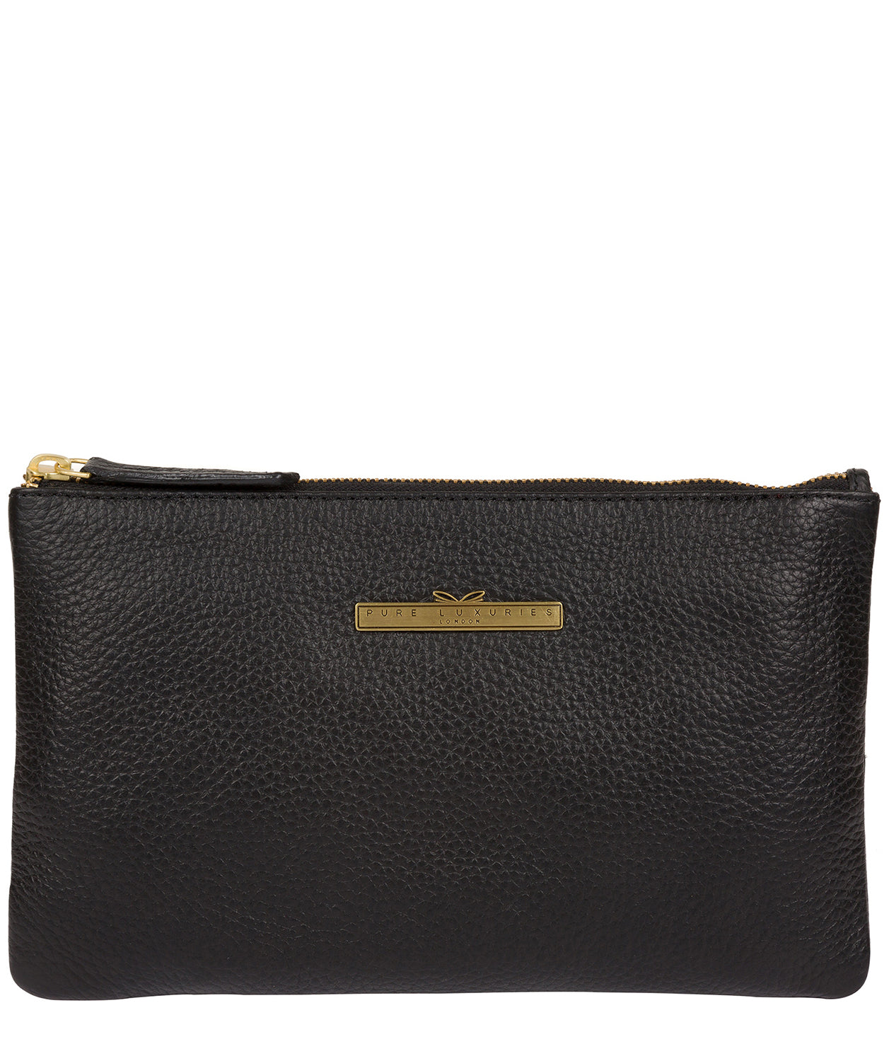 'Ashley' Black Leather Clutch Bag Pure Luxuries London