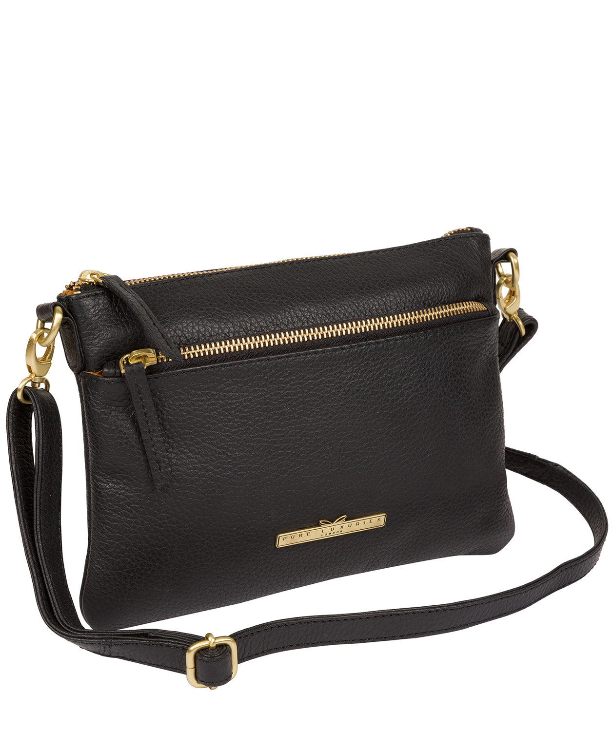 'Louise' Black Leather Cross Body Bag image 3