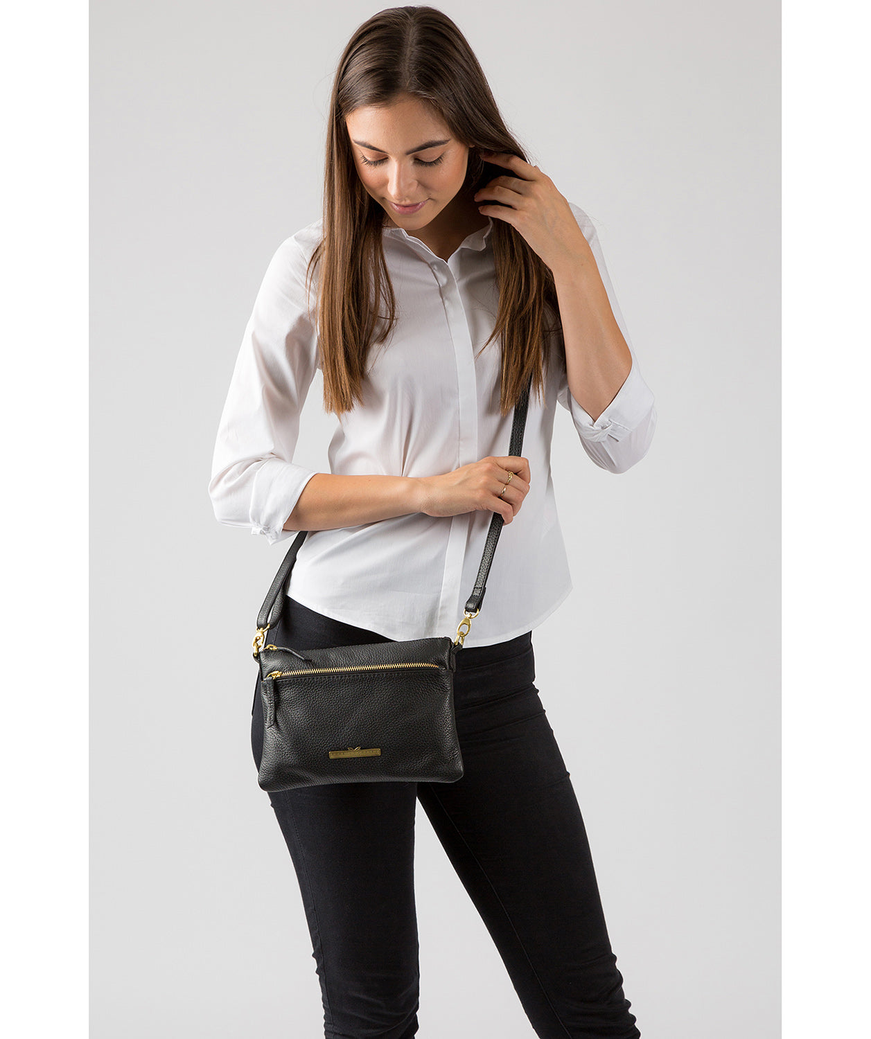 'Louise' Black Leather Cross Body Bag image 2