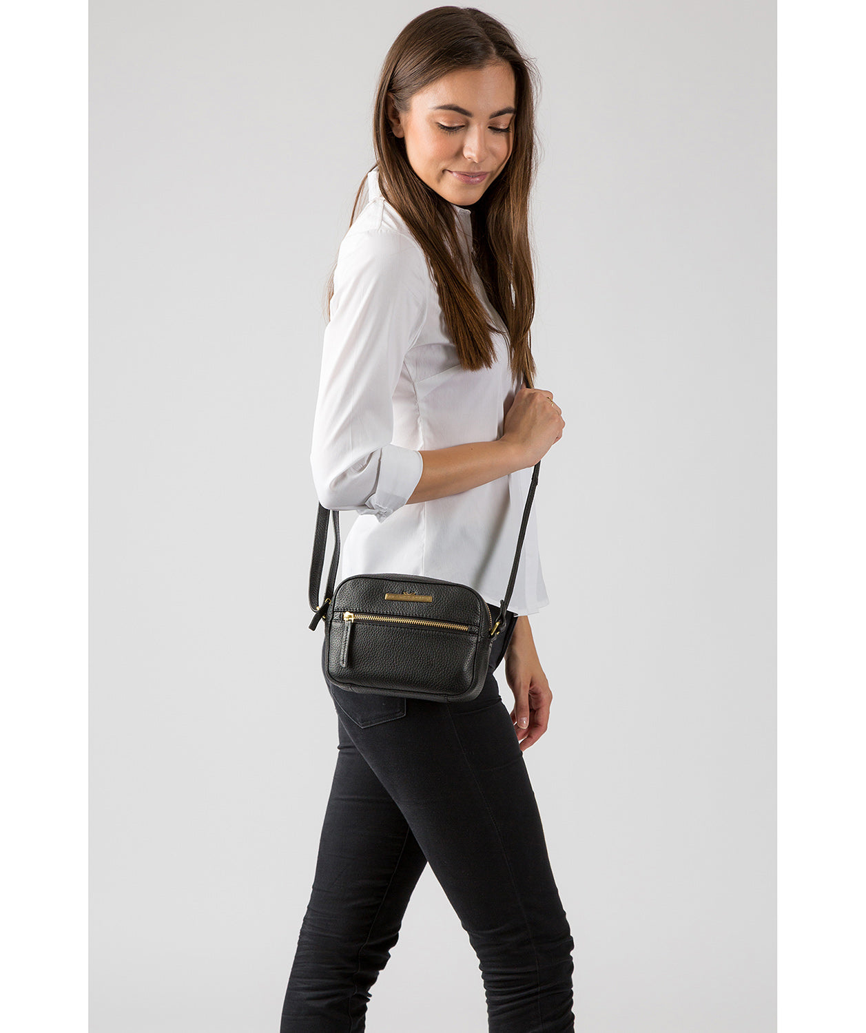 'Sadie' Black Leather Cross Body Bag image 2