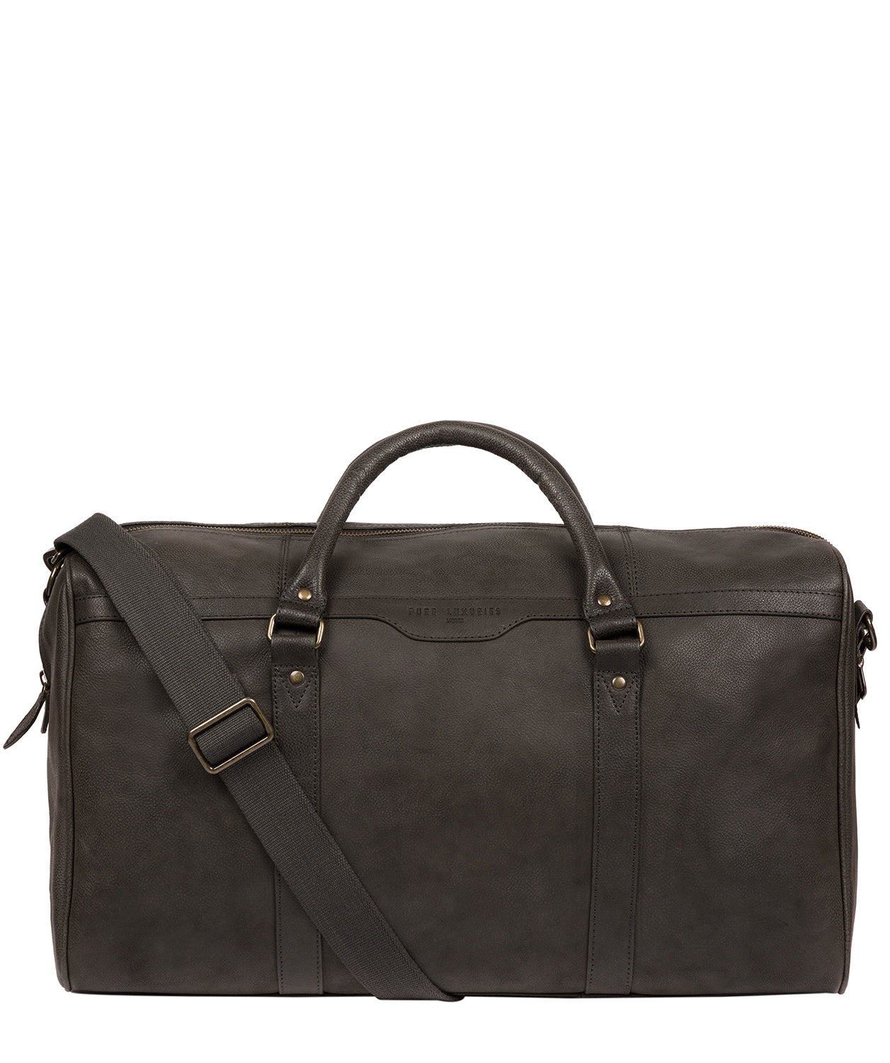 'Blanc' Ash Black Leather Holdall image 1