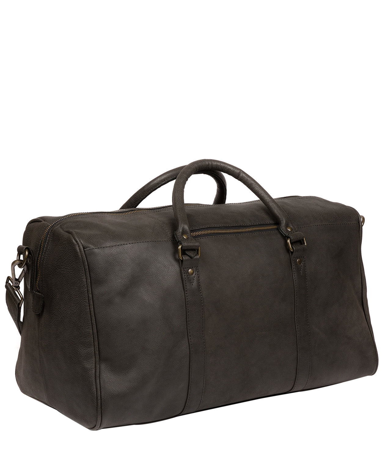 'Blanc' Ash Black Leather Holdall image 3