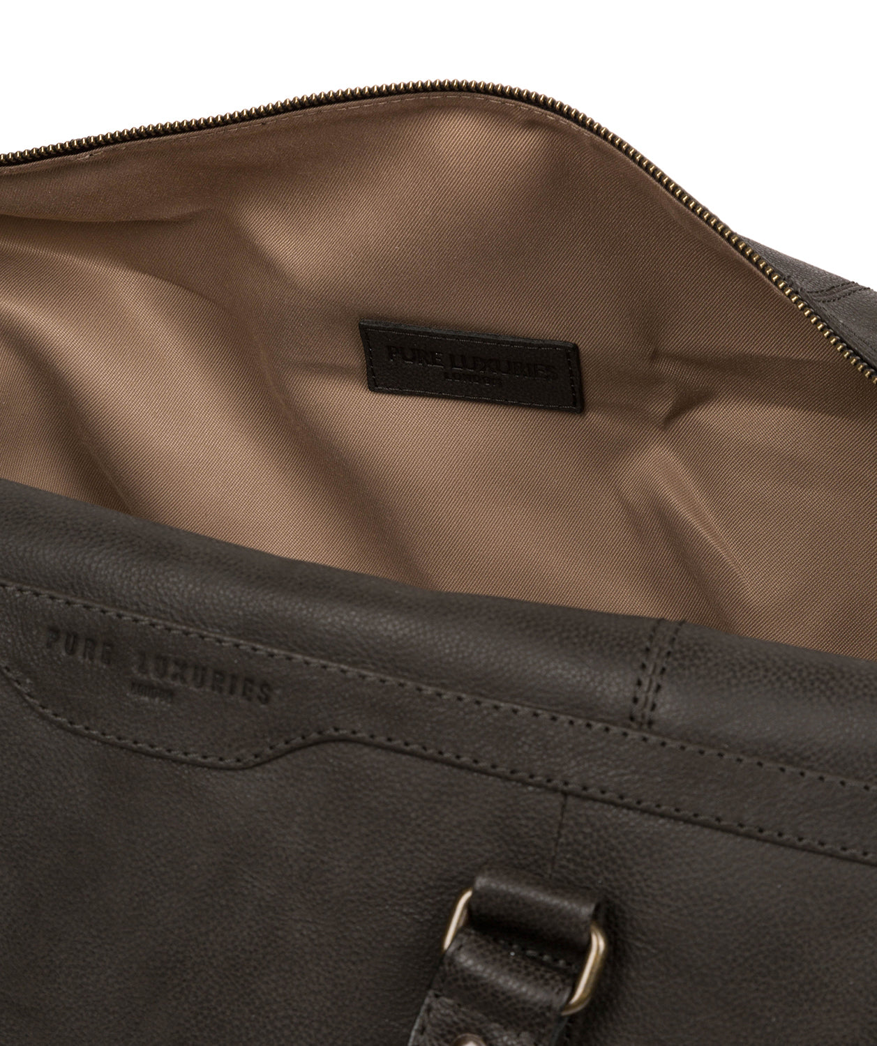 'Blanc' Ash Black Leather Holdall image 4