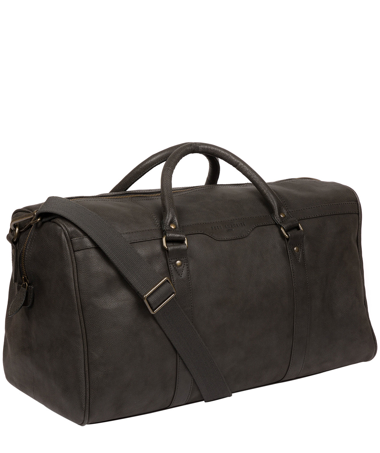 'Blanc' Ash Black Leather Holdall image 5