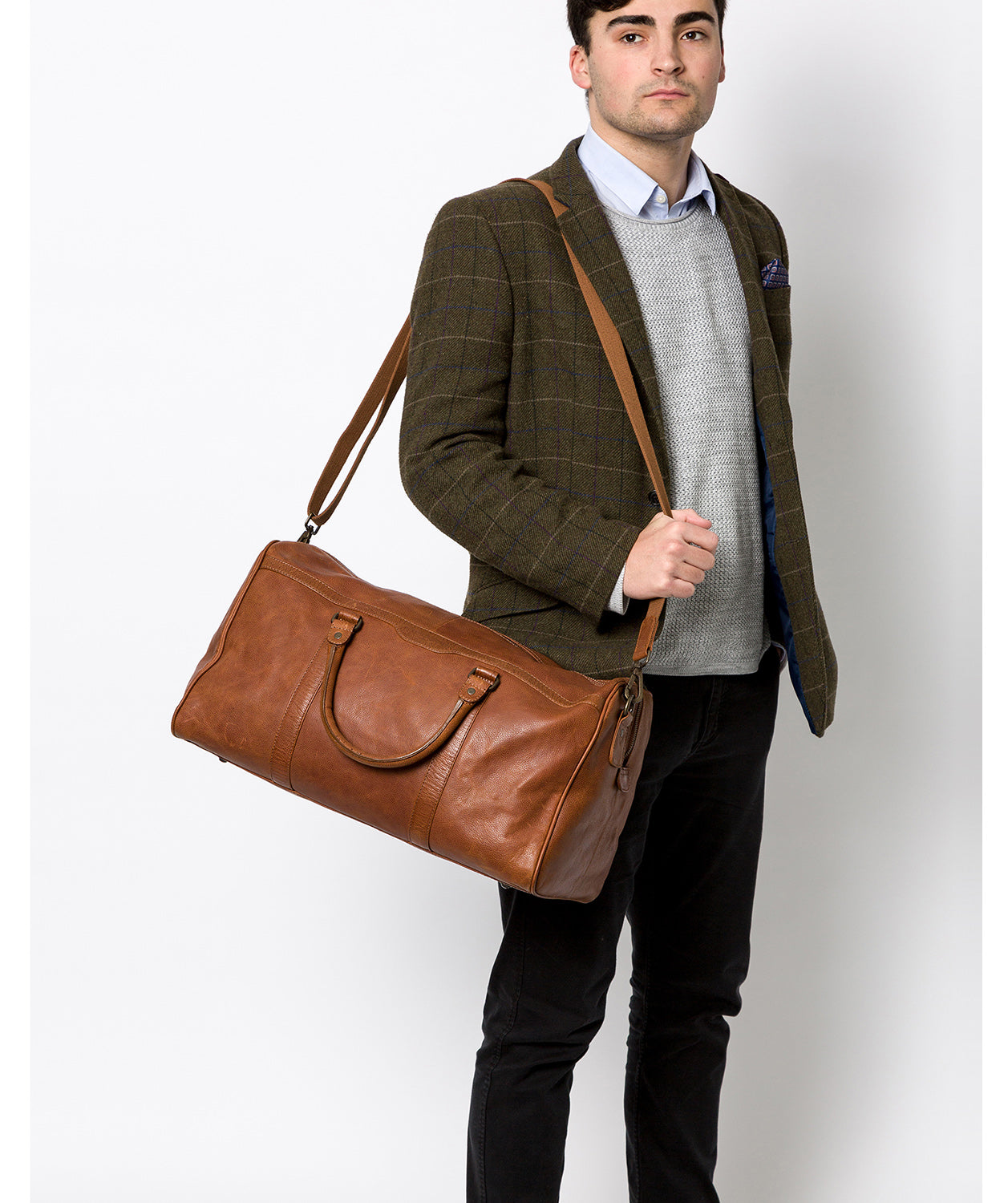 'Blanc' Tan Leather Holdall image 7