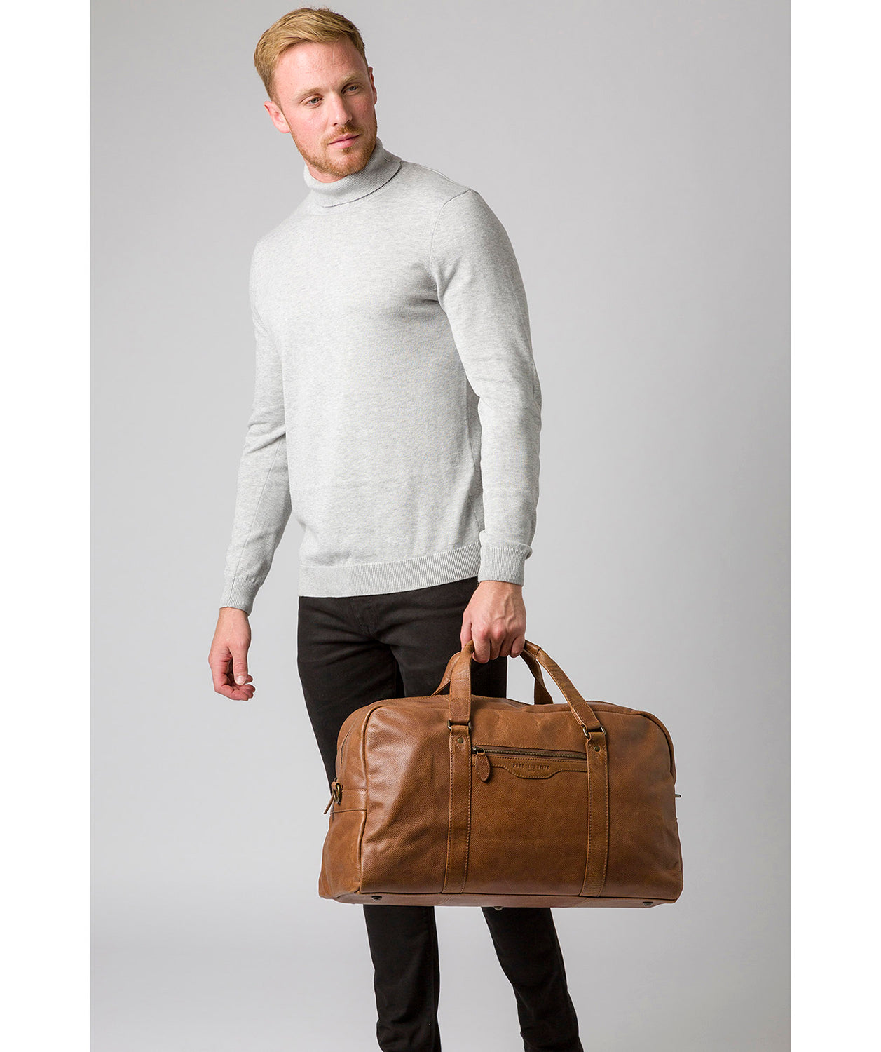 'Snowdon' Hazelnut Leather Holdall image 7