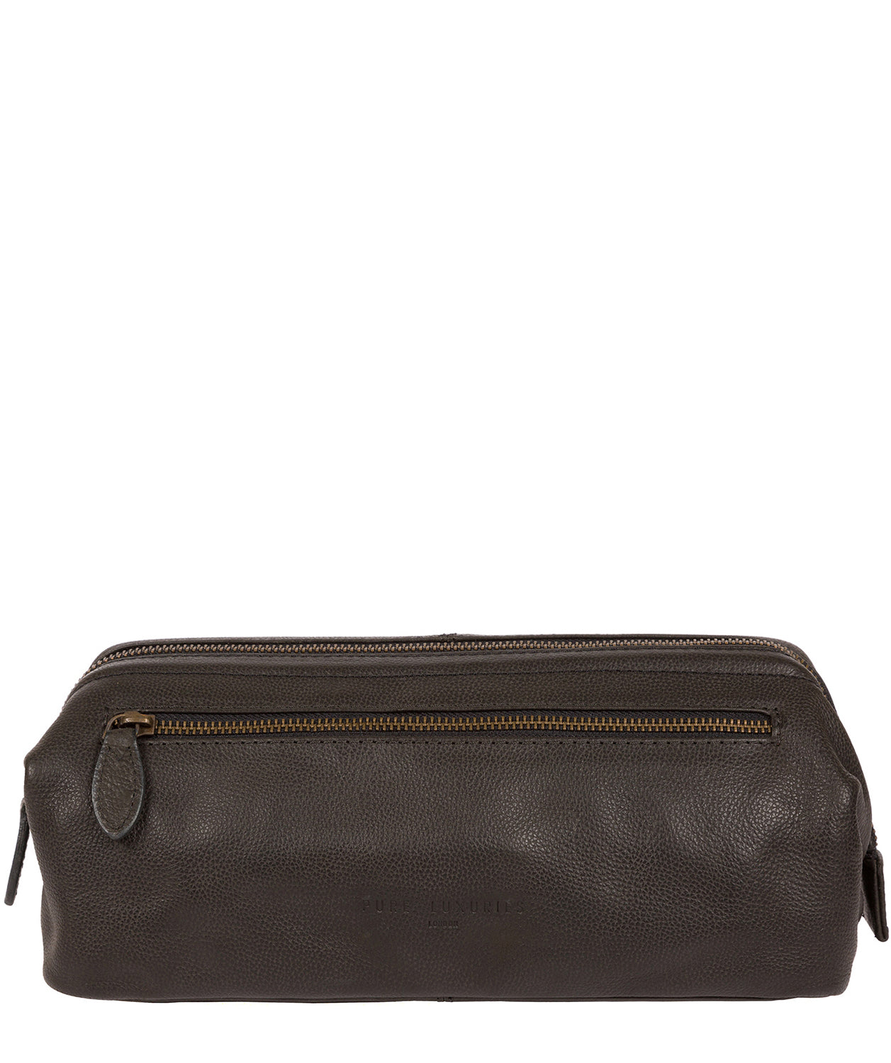 'Kea' Ash Black Leather Washbag Pure Luxuries London