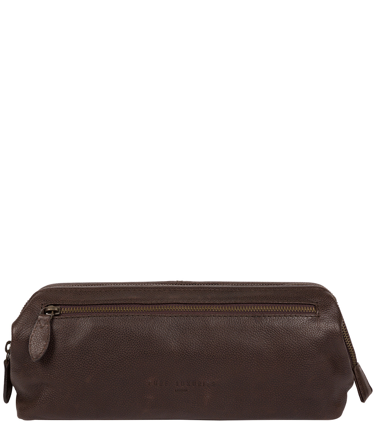 'Kea' Cocoa Leather Washbag image 1