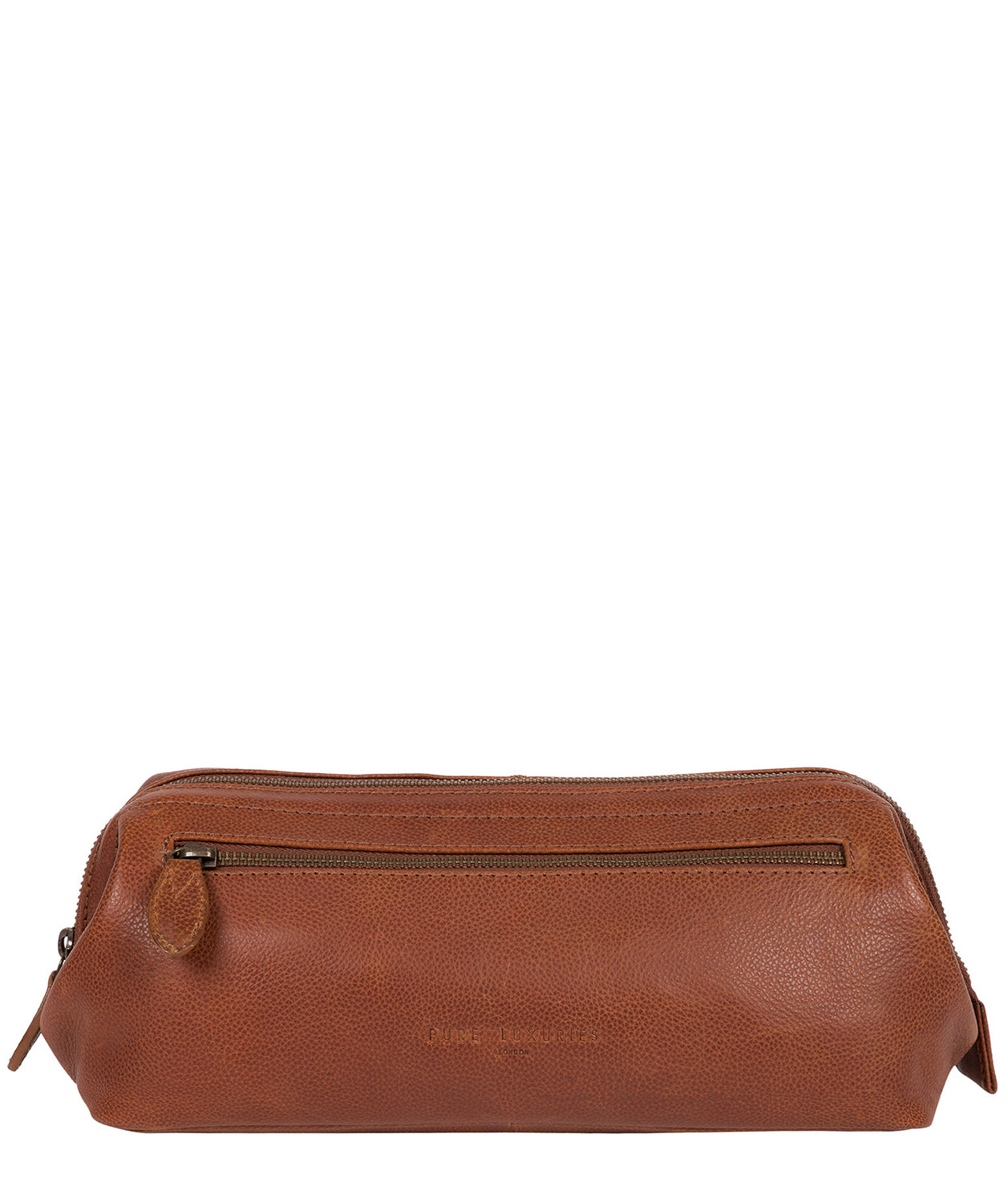 'Kea' Hazelnut Leather Washbag Pure Luxuries London