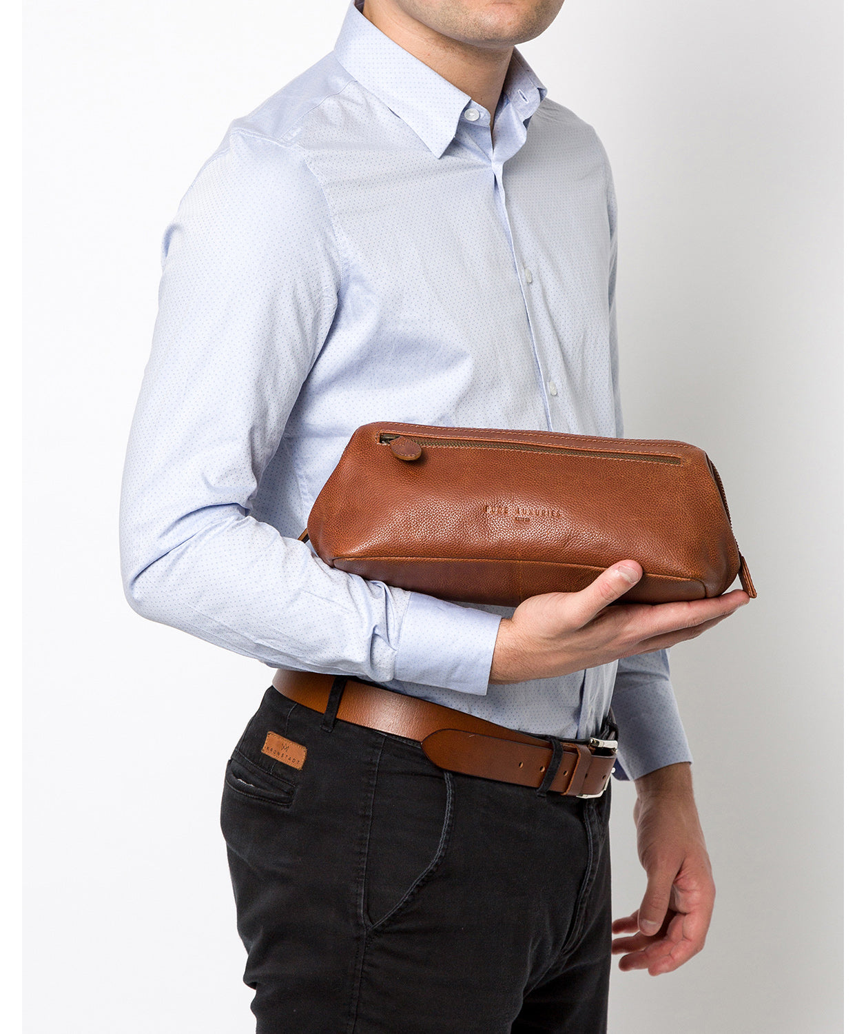 'Kea' Hazelnut Leather Washbag Pure Luxuries London