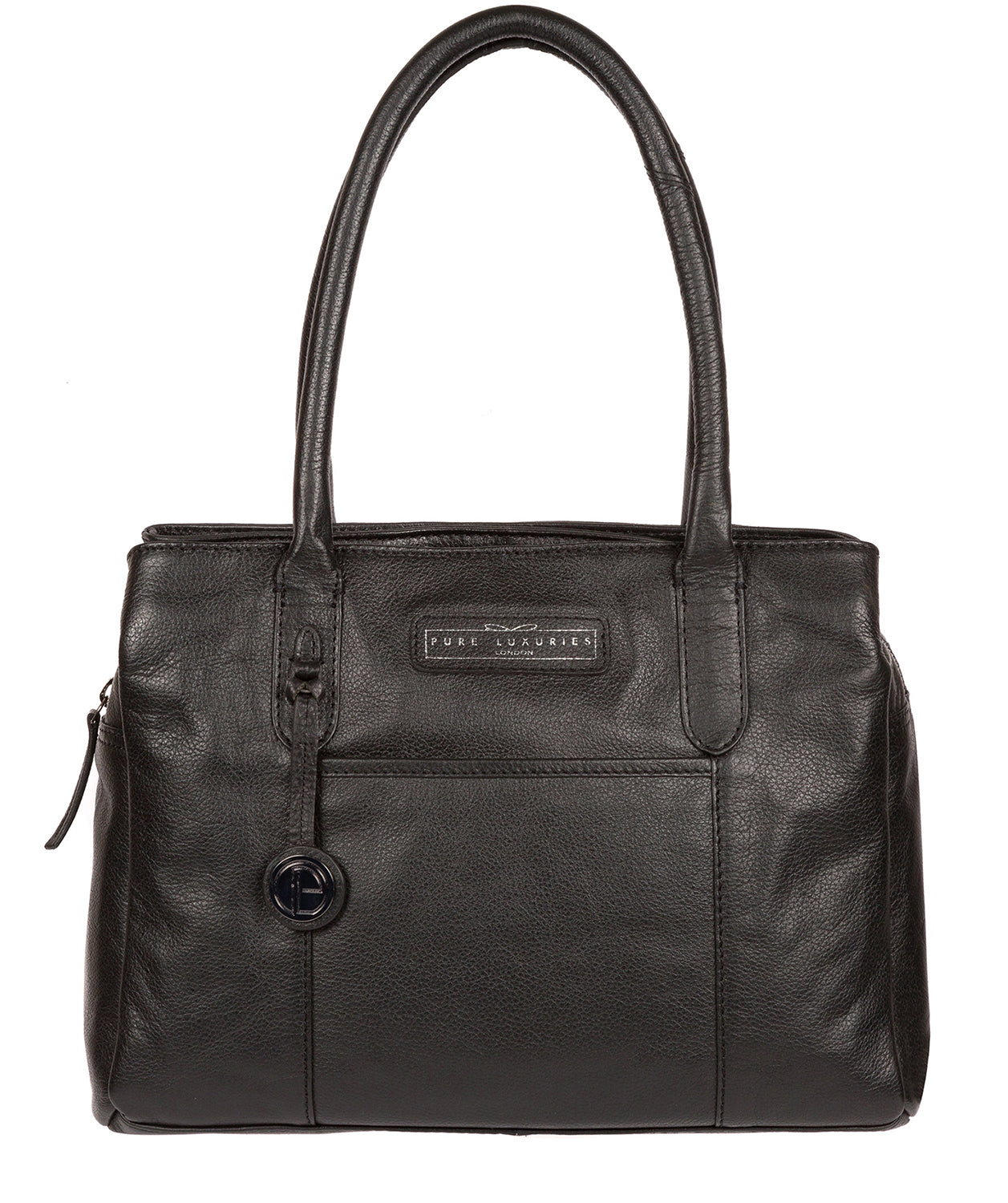 'Goldbourne' Black & Silver Leather Handbag