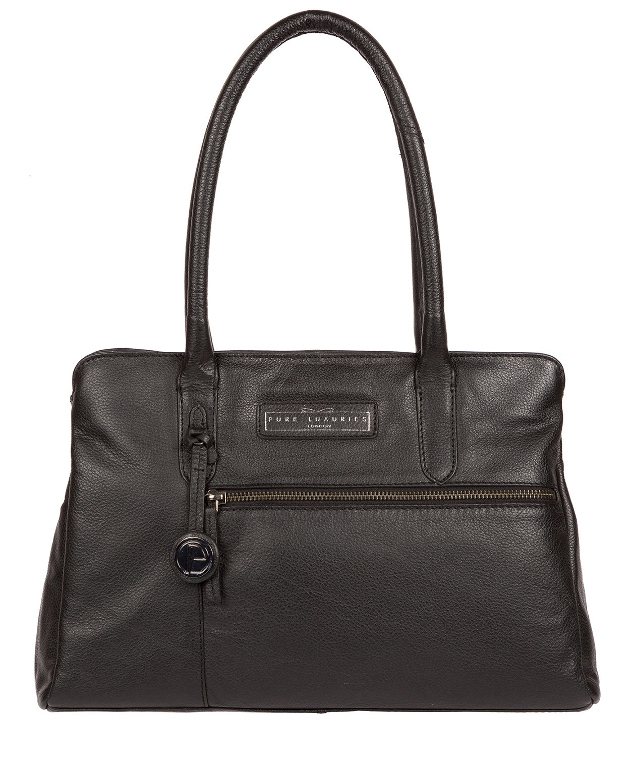 'Regent' Black & Silver Leather Handbag image 1